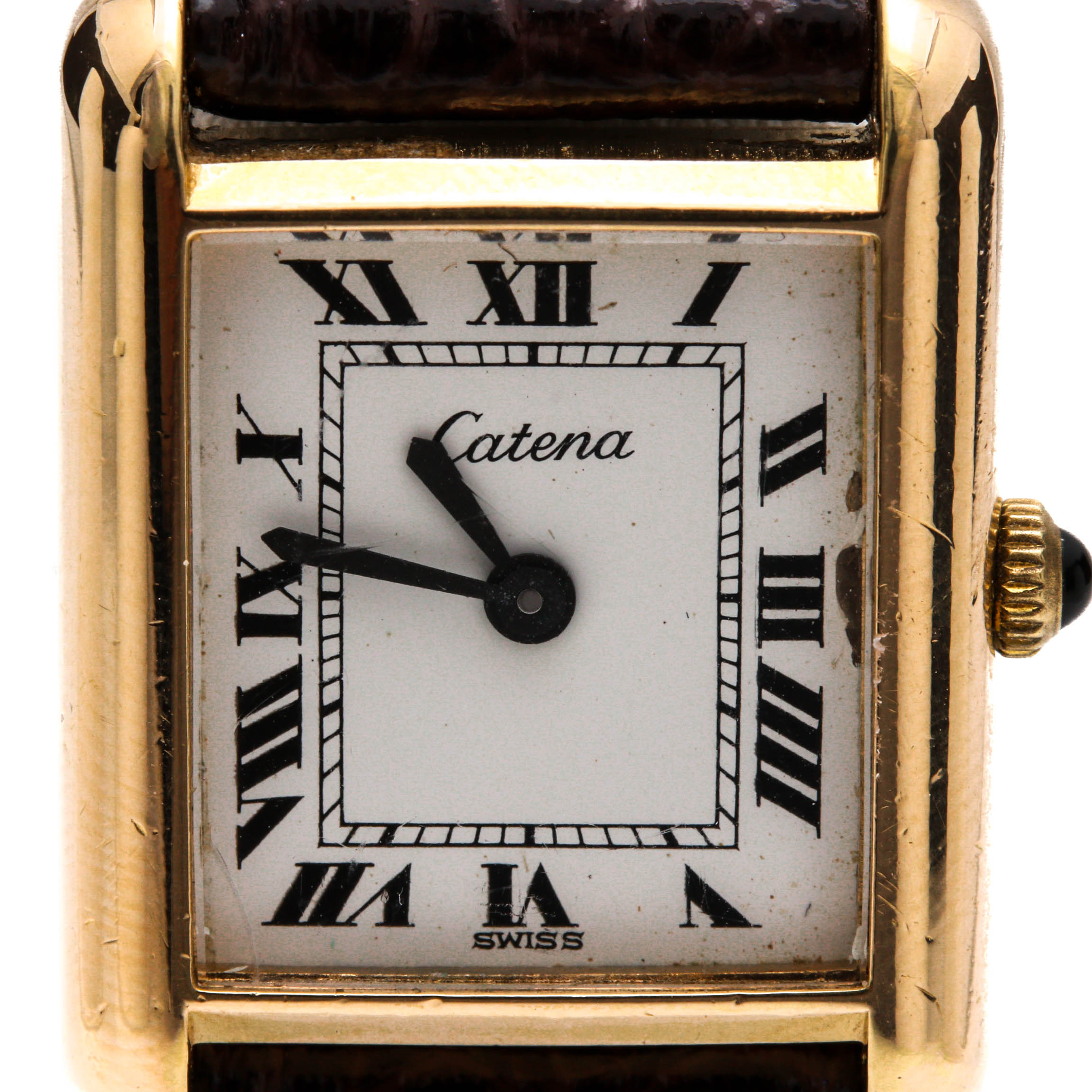 Catena 18K Gold Plated Brown Leather Watch