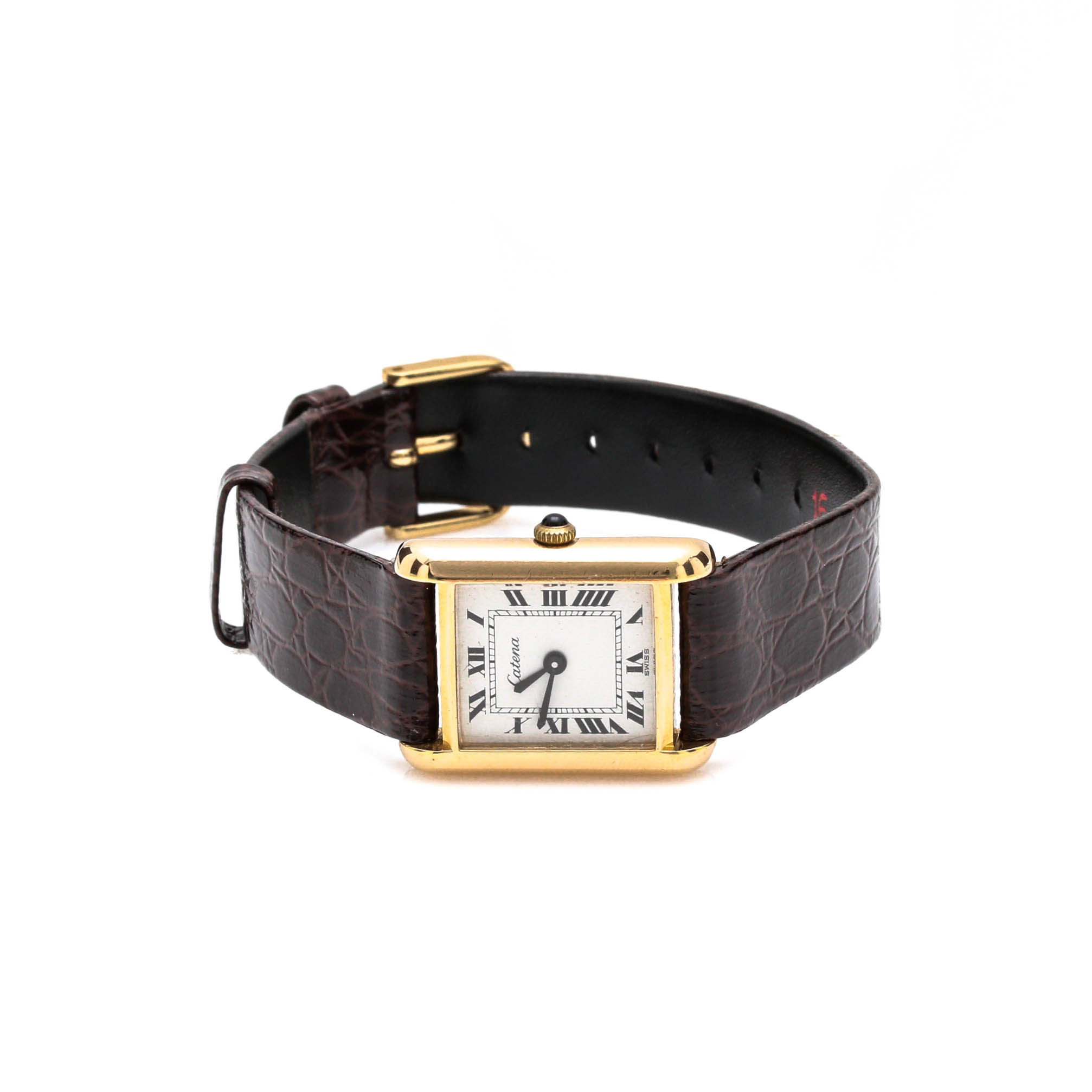 Catena 18K Gold Plated Brown Leather Watch
