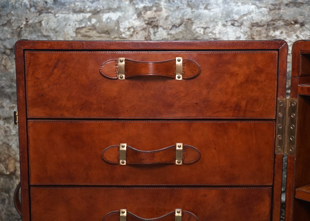 Full Grain Leather Luggage Steamer Trunk