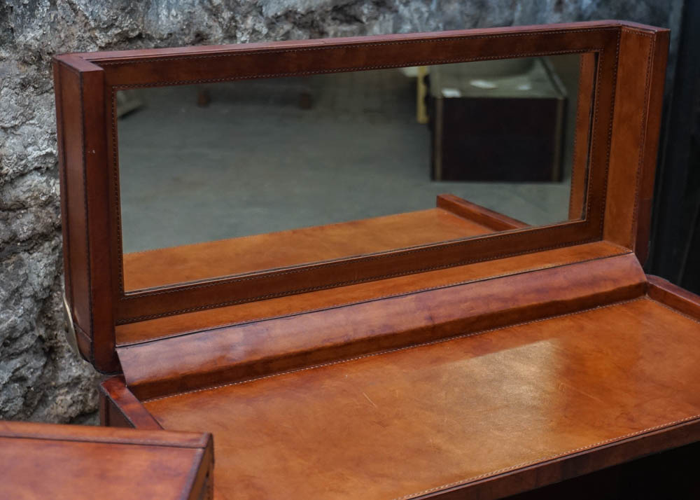 Full Grain Leather Luggage Steamer Trunk