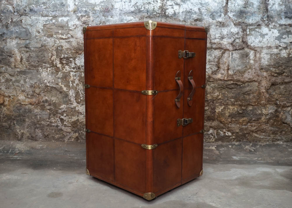 Full Grain Leather Luggage Steamer Trunk