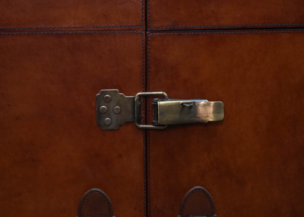 Full Grain Leather Luggage Steamer Trunk