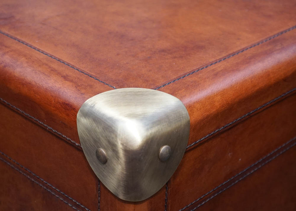 Full Grain Leather Luggage Steamer Trunk