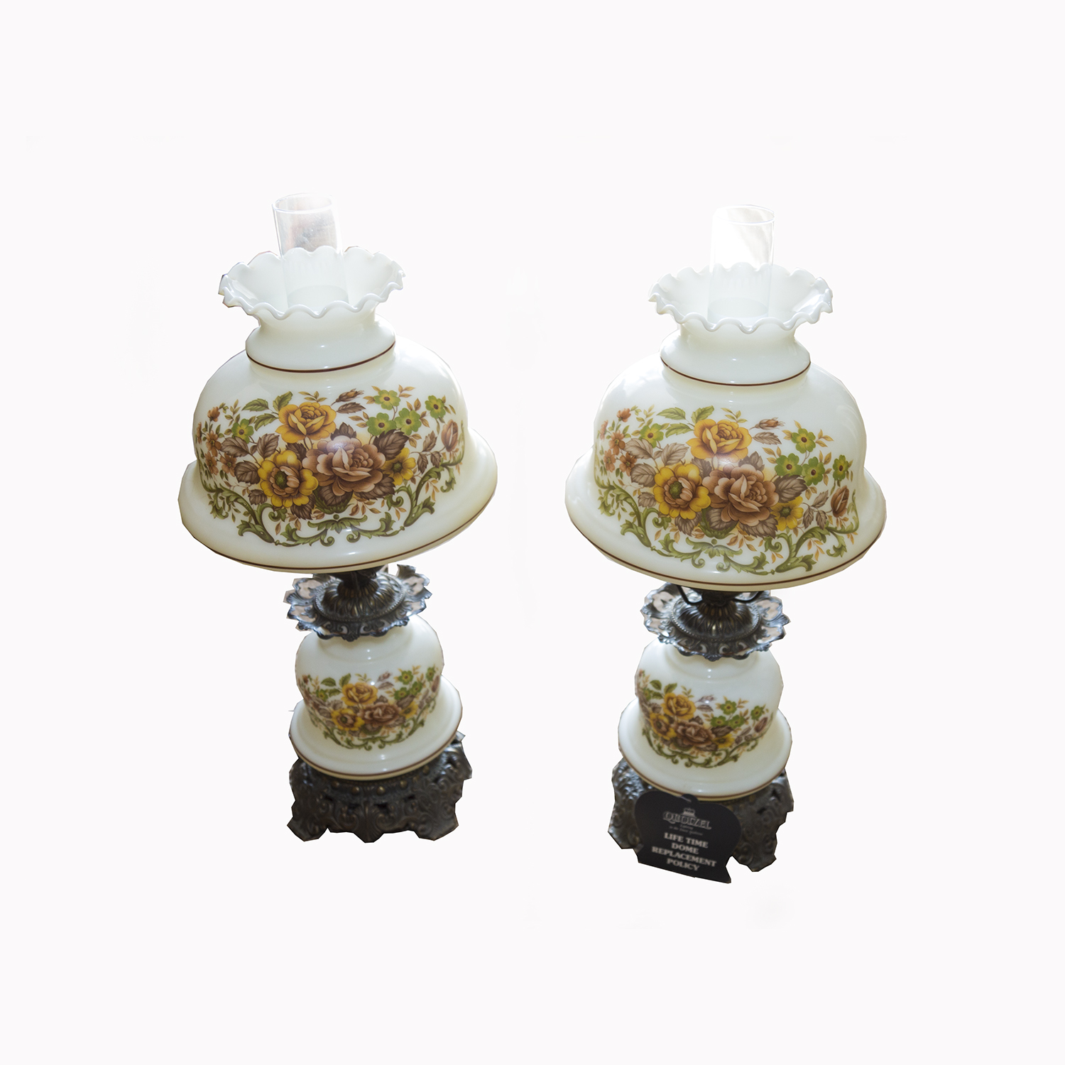 Pair of Vintage Hurricane Style Lamps by Quoizel