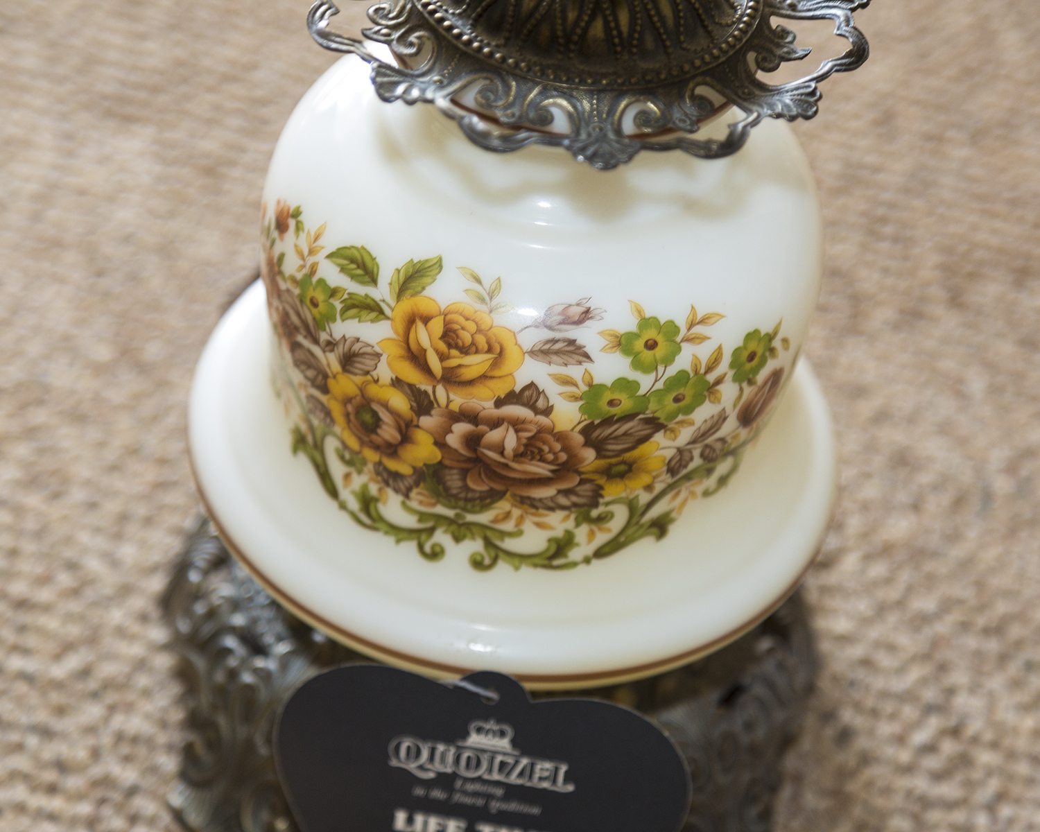 Pair of Vintage Hurricane Style Lamps by Quoizel