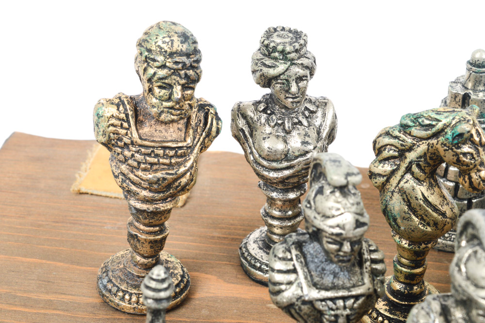 Vintage Cast Metal Chess Set