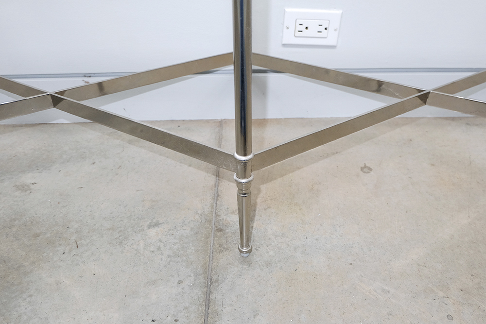 Brushed Nickel and Glass Console Table