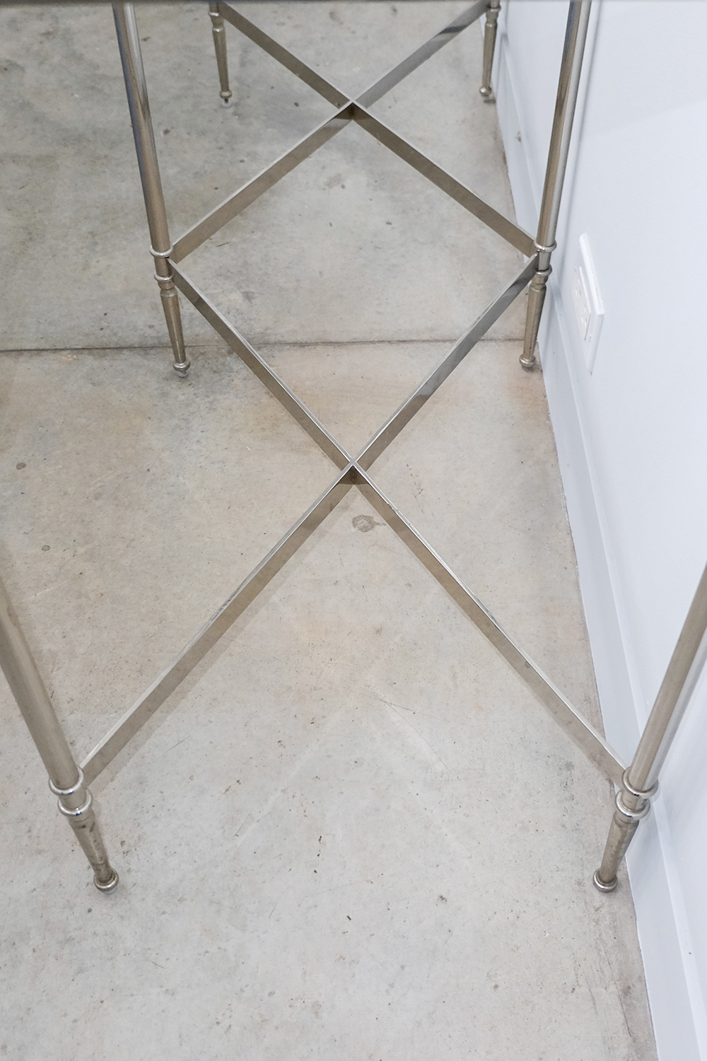 Brushed Nickel and Glass Console Table