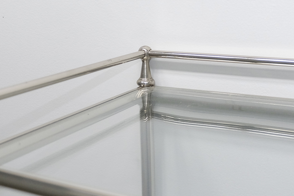 Brushed Nickel and Glass Console Table