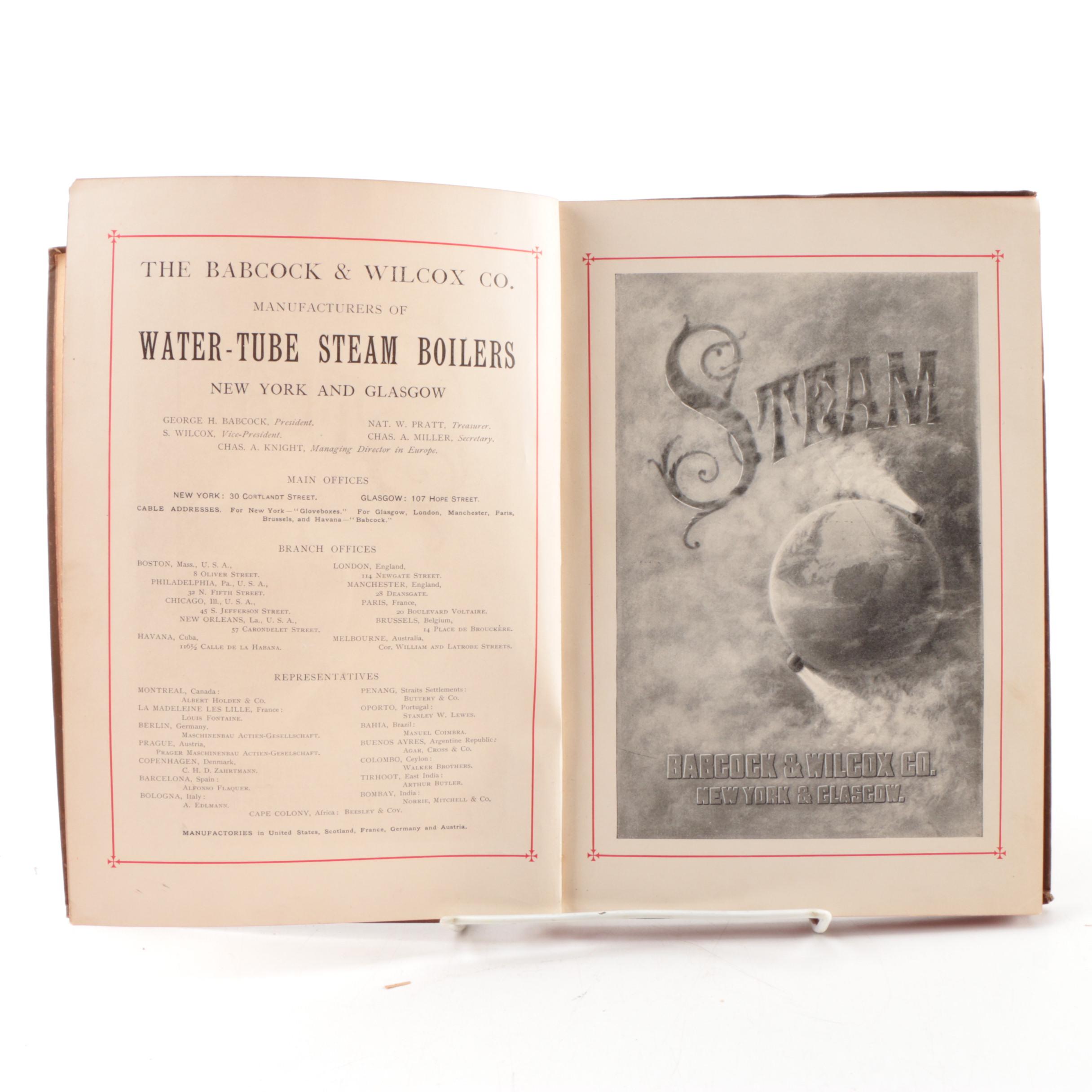 Books Including 1889 Babcock & Wilcox Catalog "Steam: Its Generation and Use"