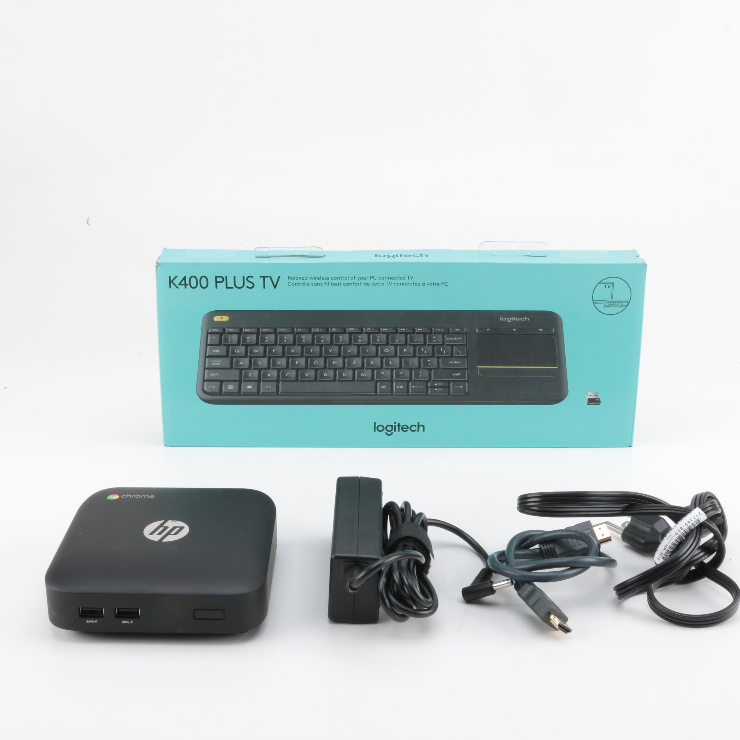 HP Chromebox with Logitech Wireless Multimedia Keyboard