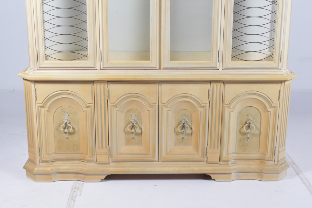 Vintage French Provincial Style Buffet China Cabinet by Stanley