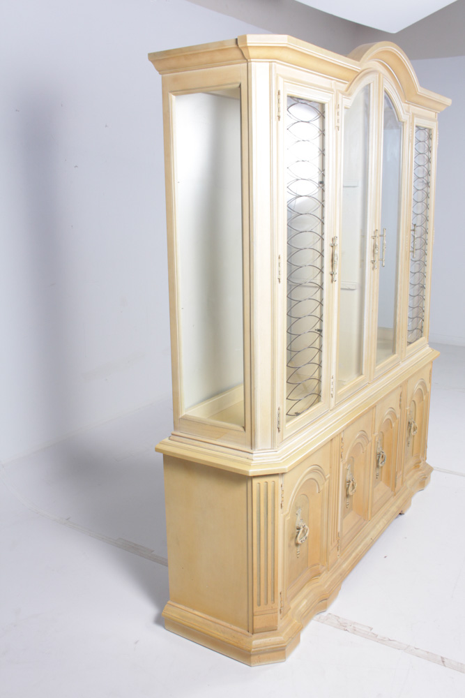 Vintage French Provincial Style Buffet China Cabinet by Stanley