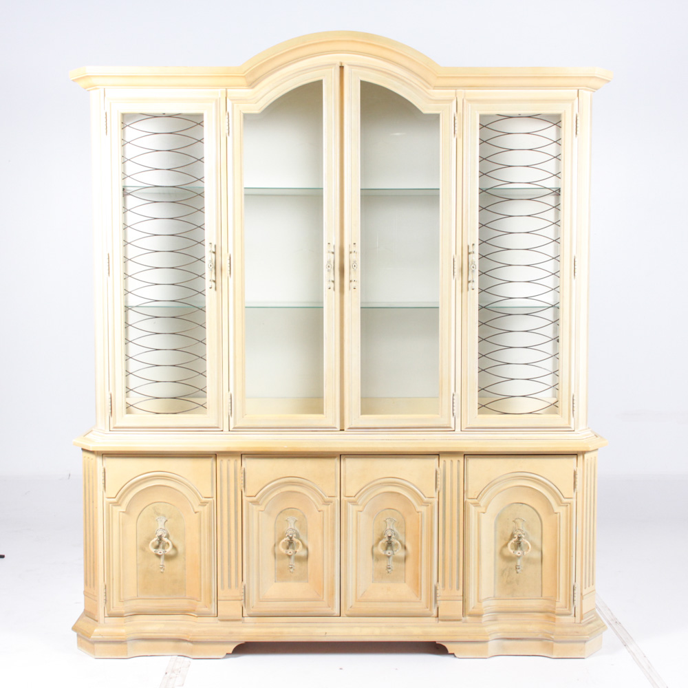 Vintage French Provincial Style Buffet China Cabinet by Stanley
