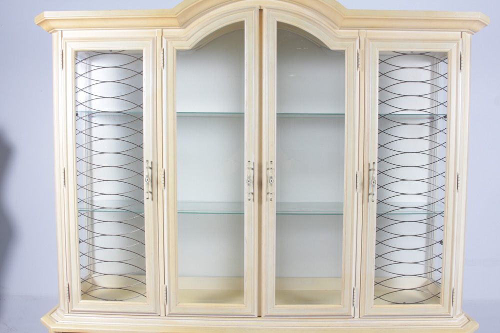 Vintage French Provincial Style Buffet China Cabinet by Stanley