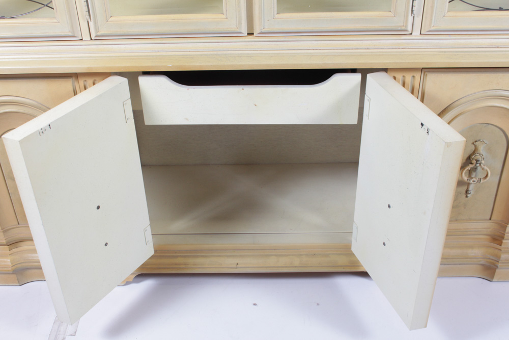 Vintage French Provincial Style Buffet China Cabinet by Stanley