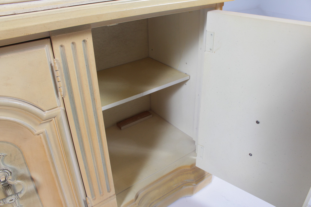 Vintage French Provincial Style Buffet China Cabinet by Stanley