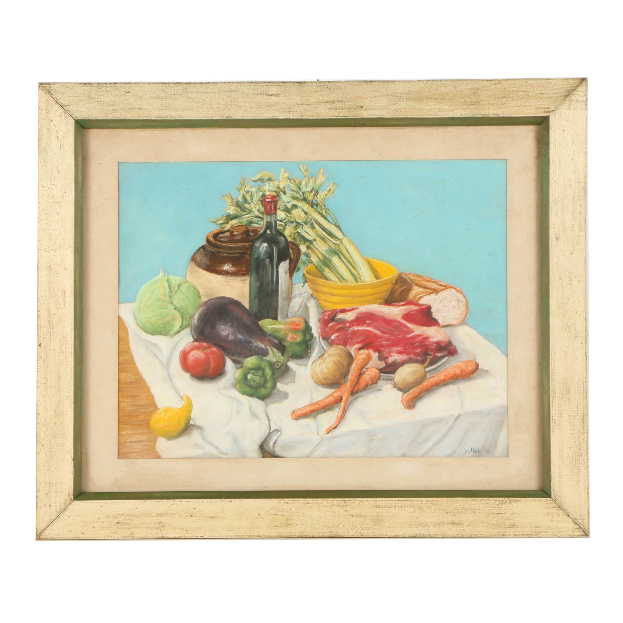 Mid-20th-Century Oil Pastel Drawing