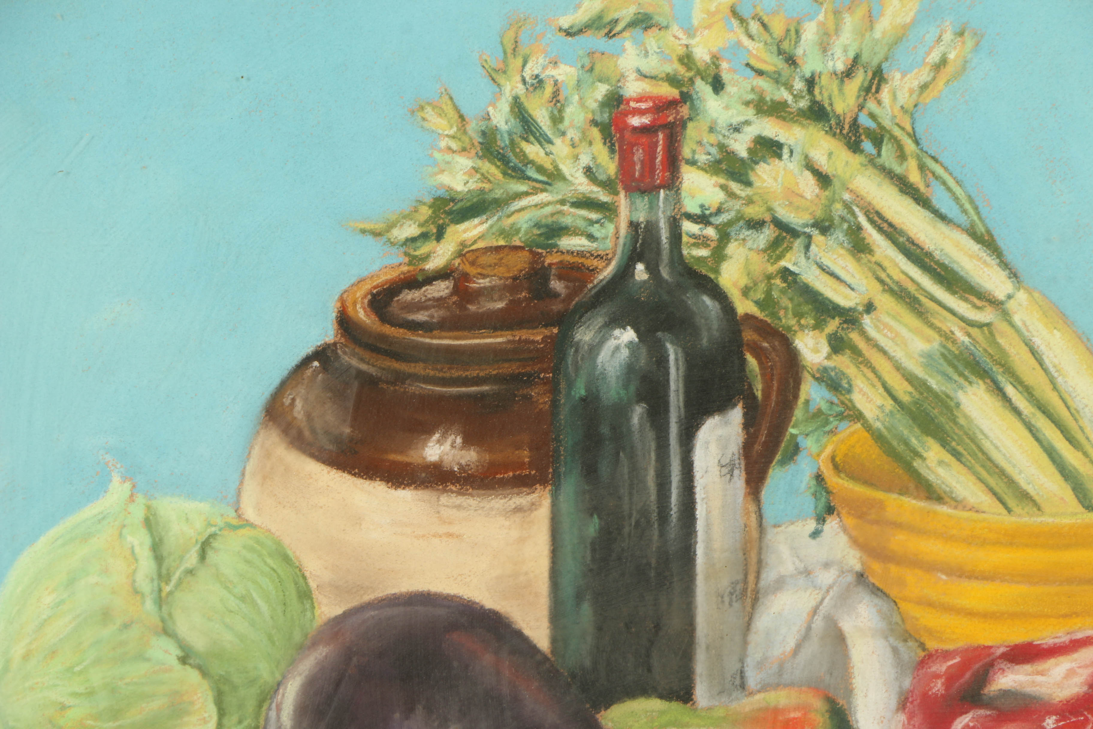 Mid-20th-Century Oil Pastel Drawing