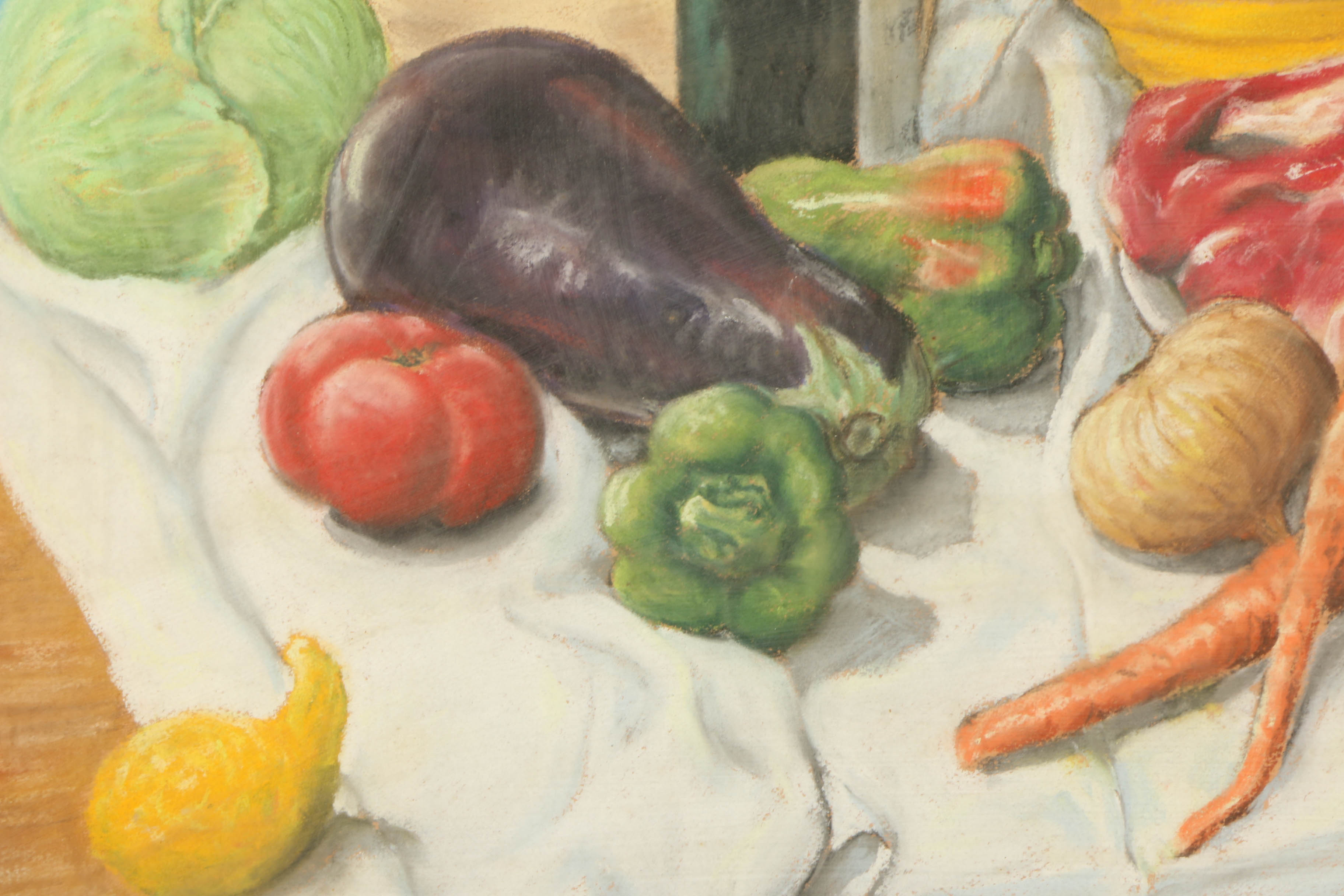 Mid-20th-Century Oil Pastel Drawing