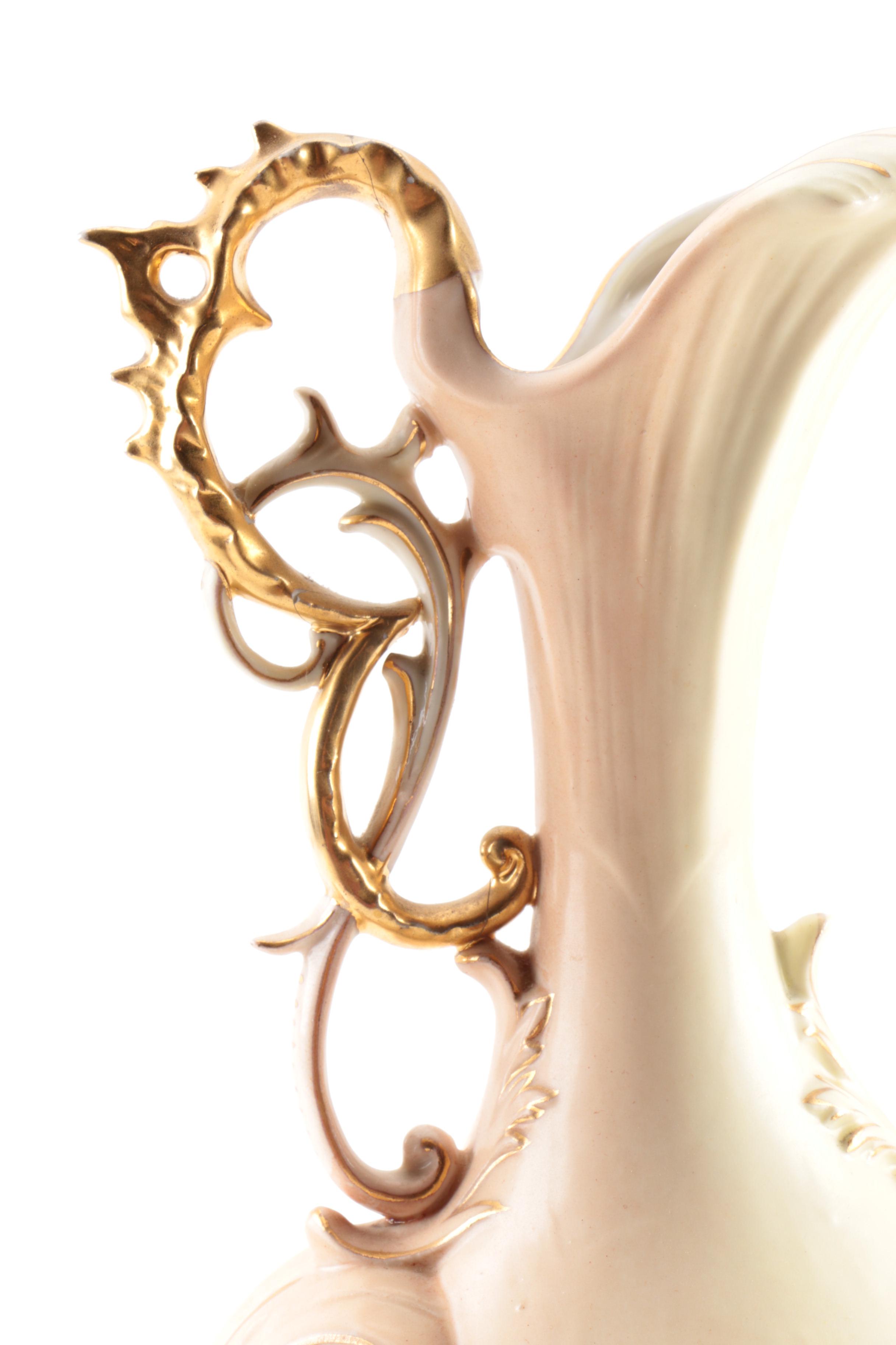 Ornate Austrian Vases with Gilt Accents