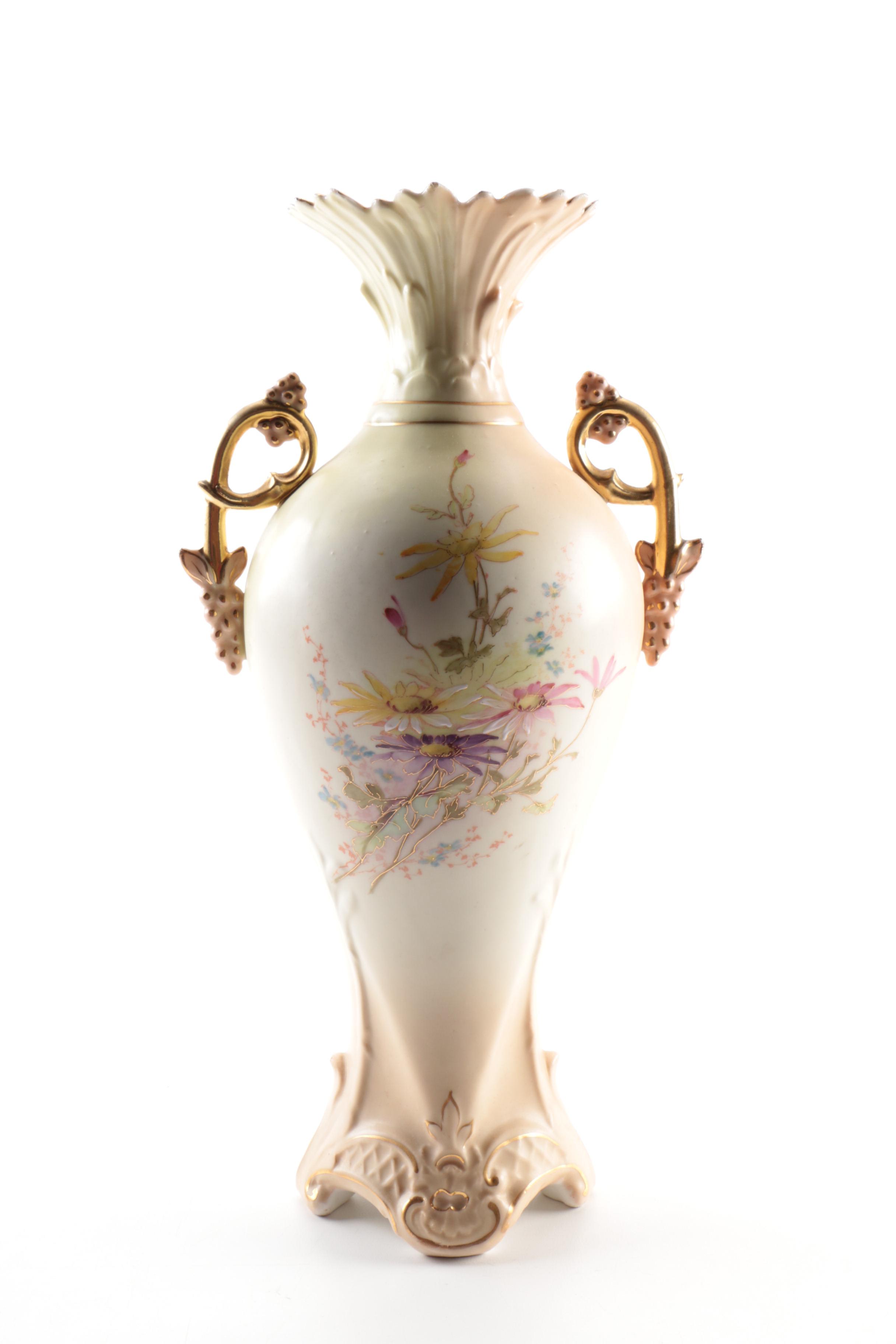 Ornate Austrian Vases with Gilt Accents