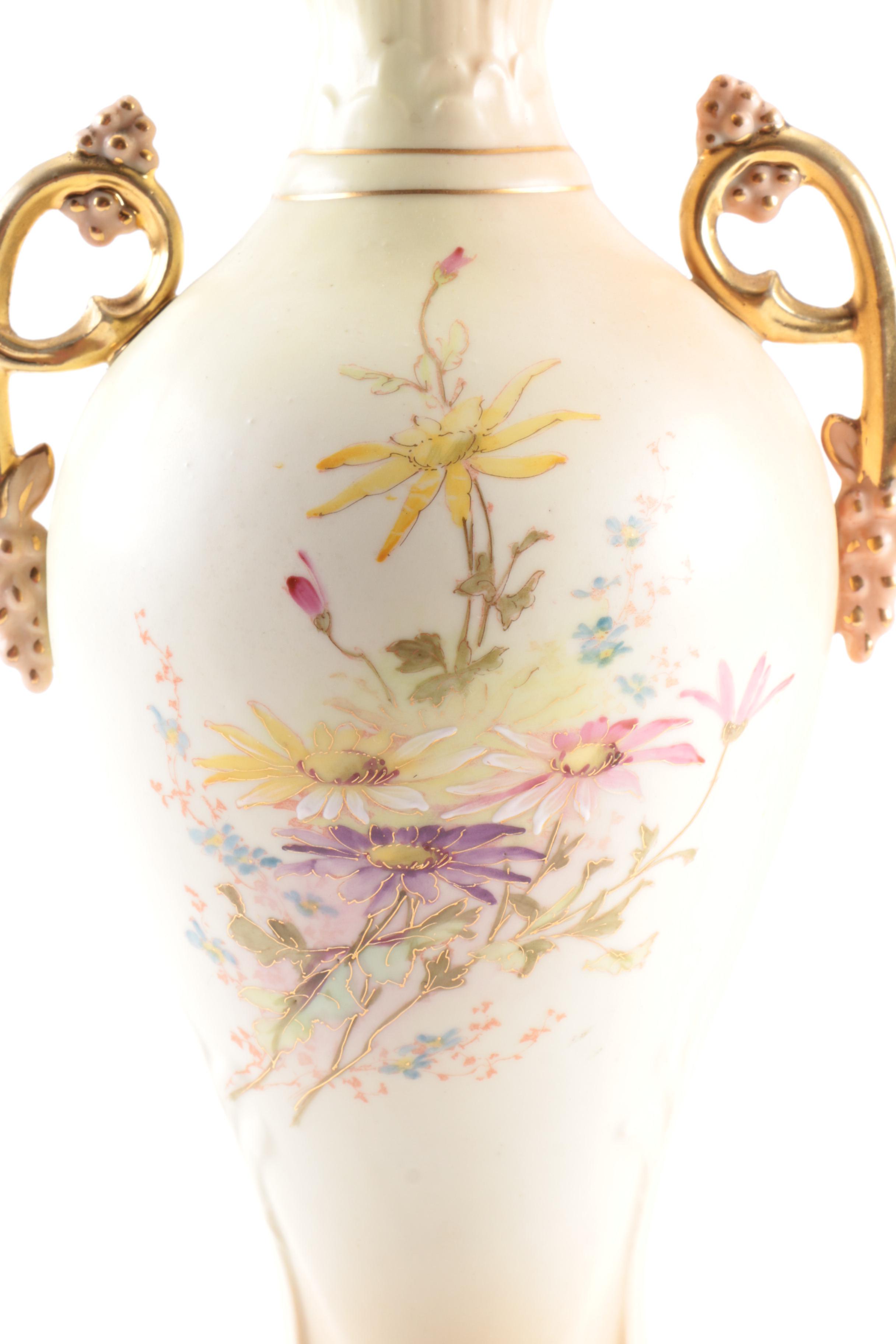 Ornate Austrian Vases with Gilt Accents