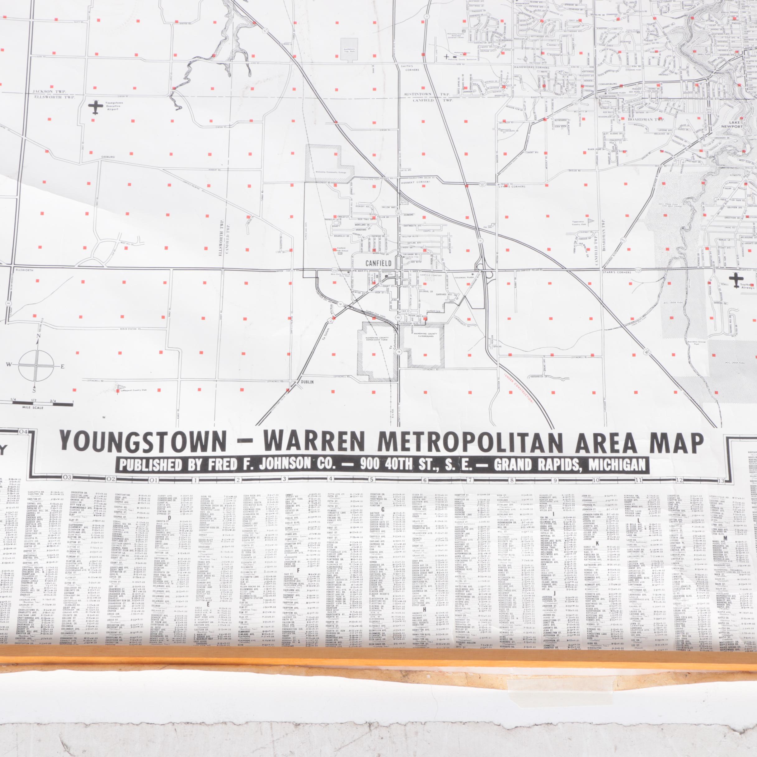 1971 Youngstown-Warren Metropolitan Area Map Published by Fred F. Johnson Co.