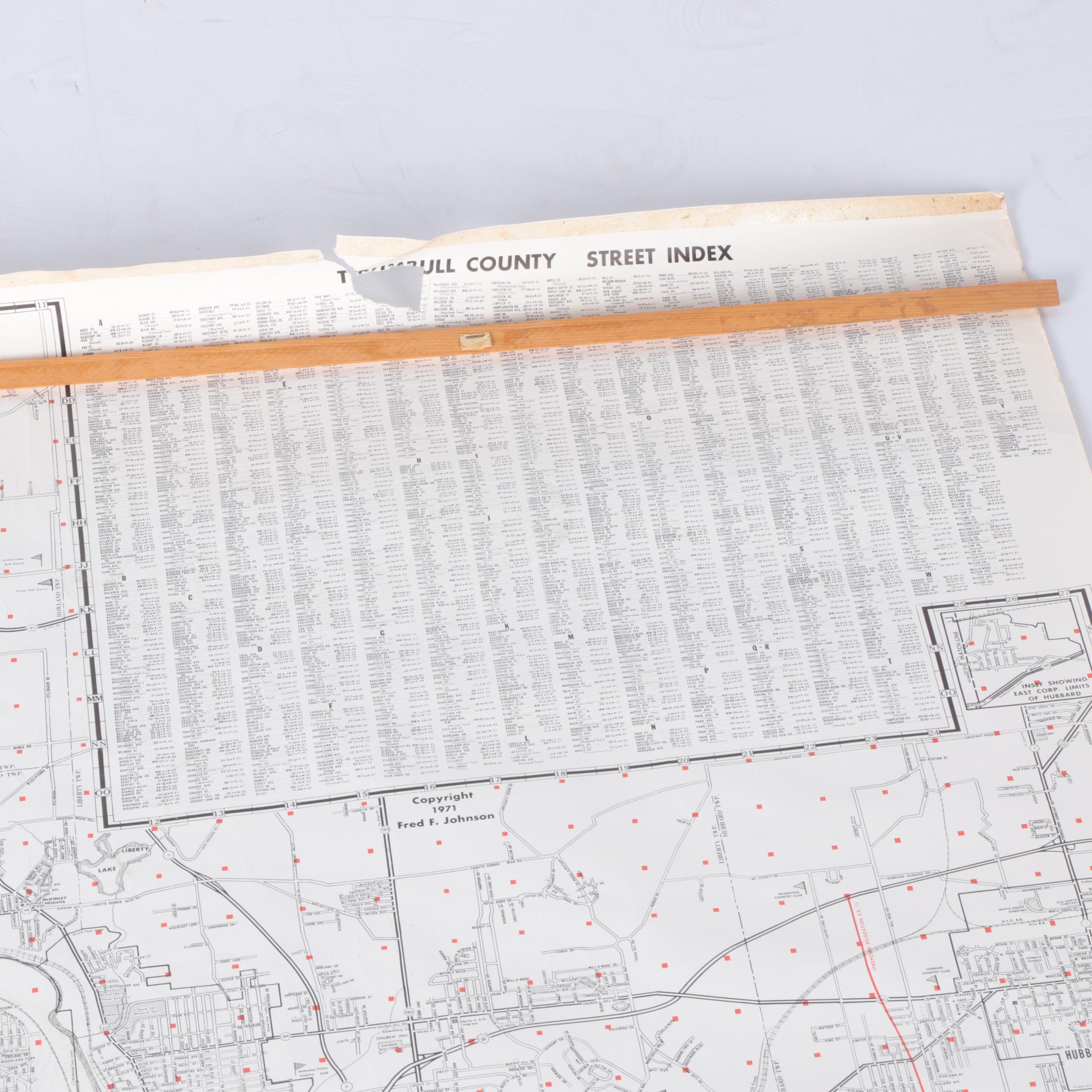 1971 Youngstown-Warren Metropolitan Area Map Published by Fred F. Johnson Co.