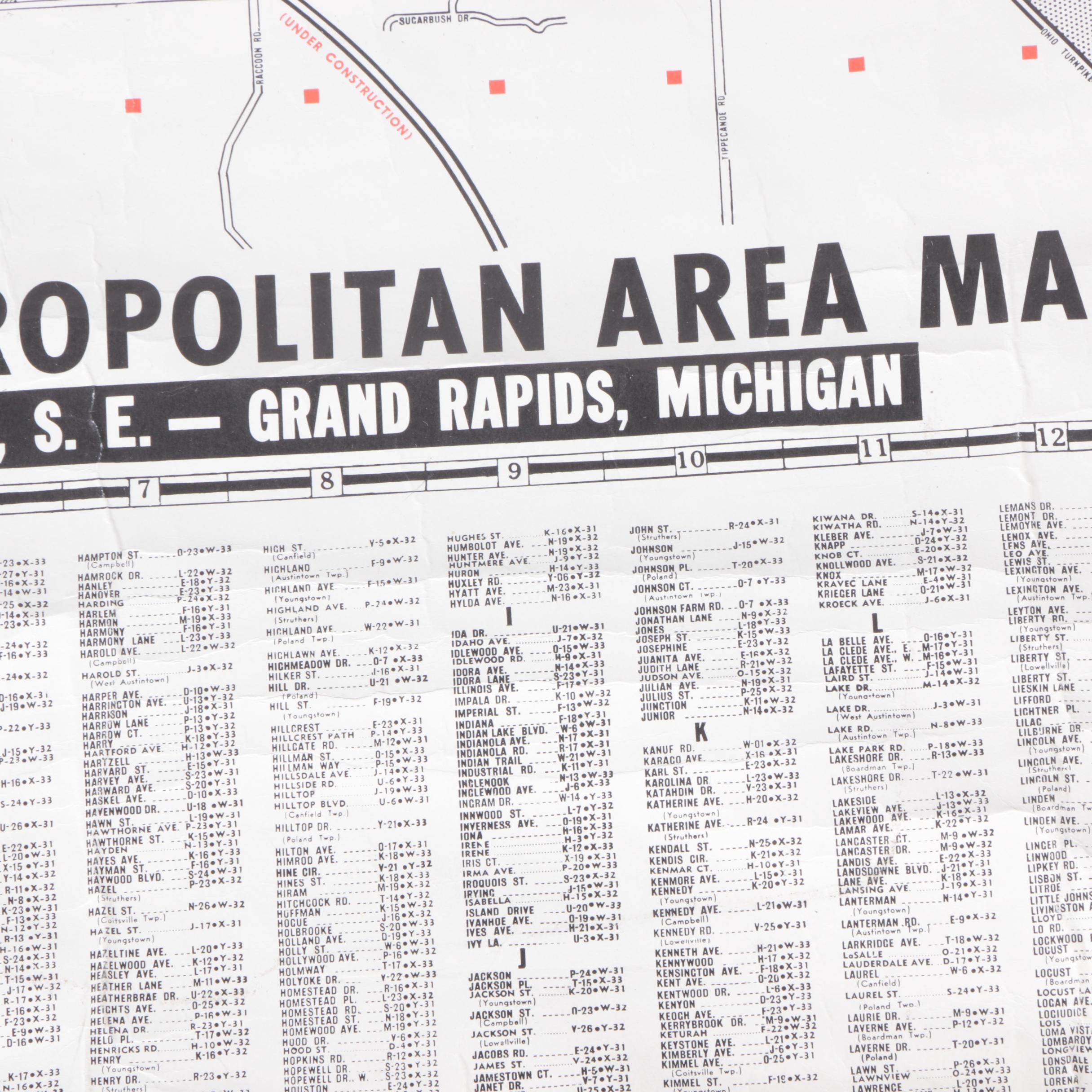 1971 Youngstown-Warren Metropolitan Area Map Published by Fred F. Johnson Co.
