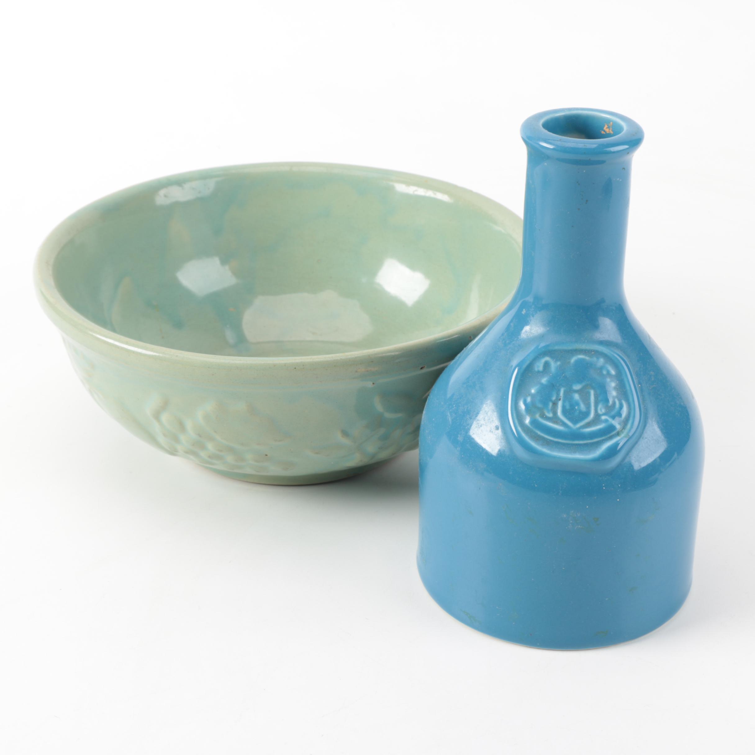 Vintage Wades "Irish Mist" Liqueur Porcelain Bottle and Ceramic Bowl