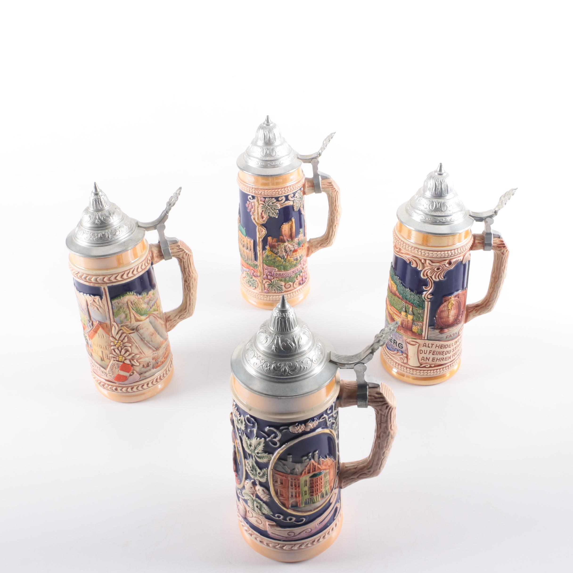 German Ceramic and Metal Beer Steins