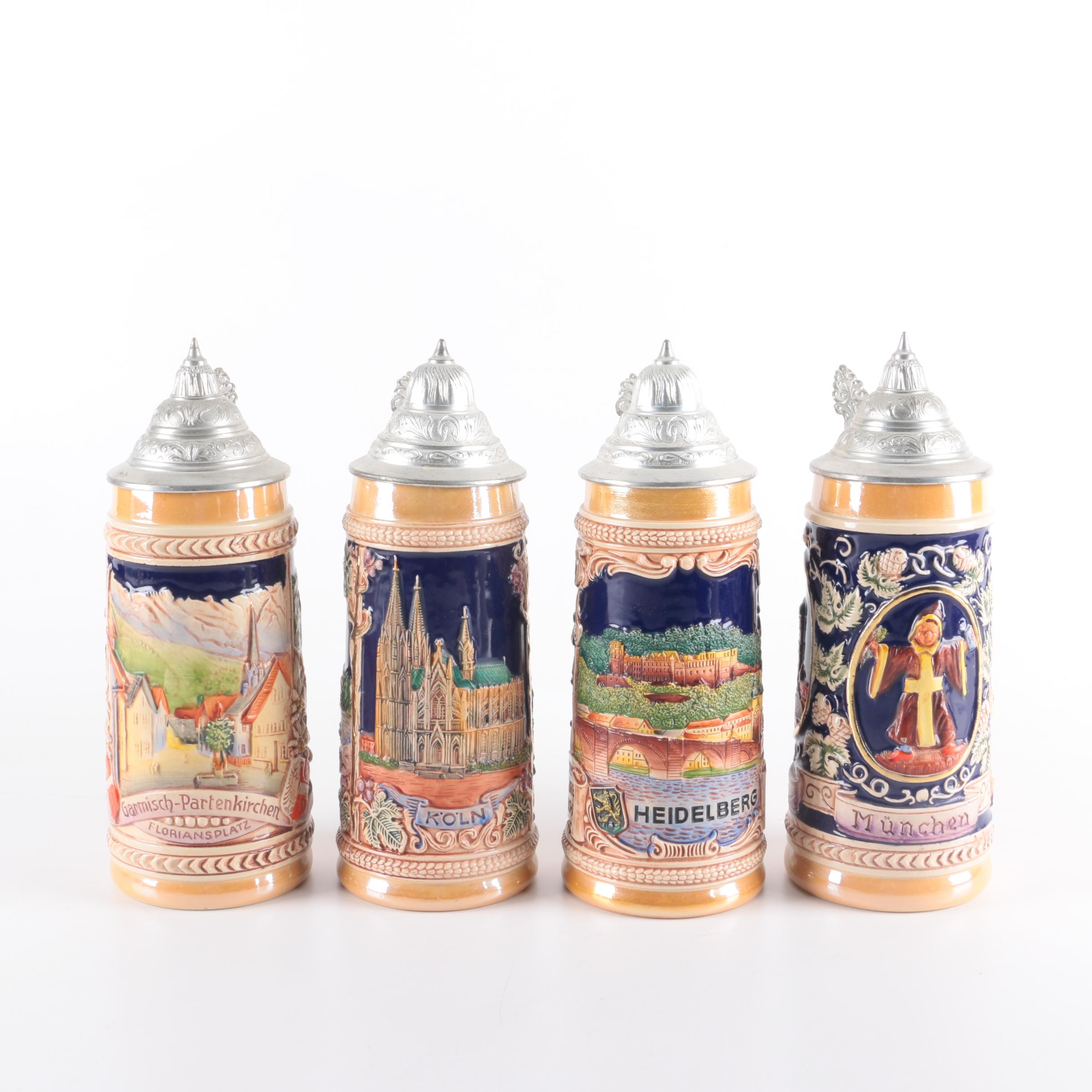 German Ceramic and Metal Beer Steins