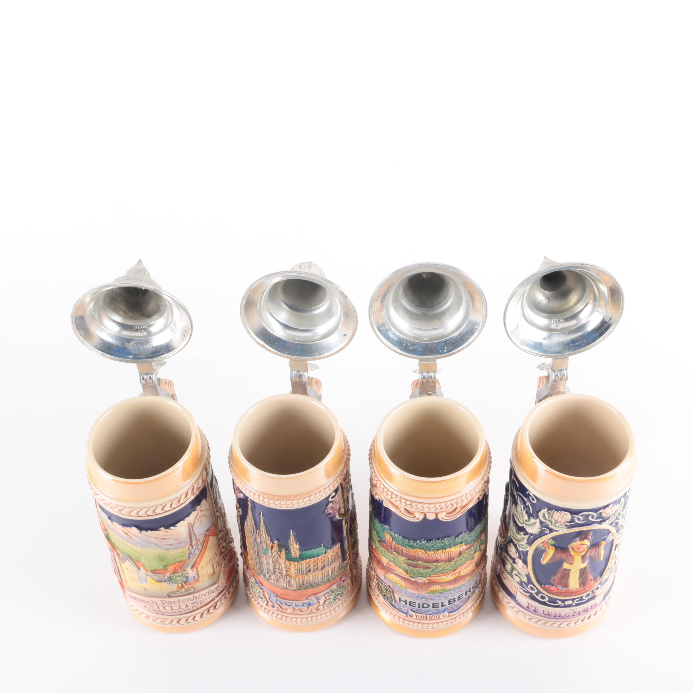 German Ceramic and Metal Beer Steins
