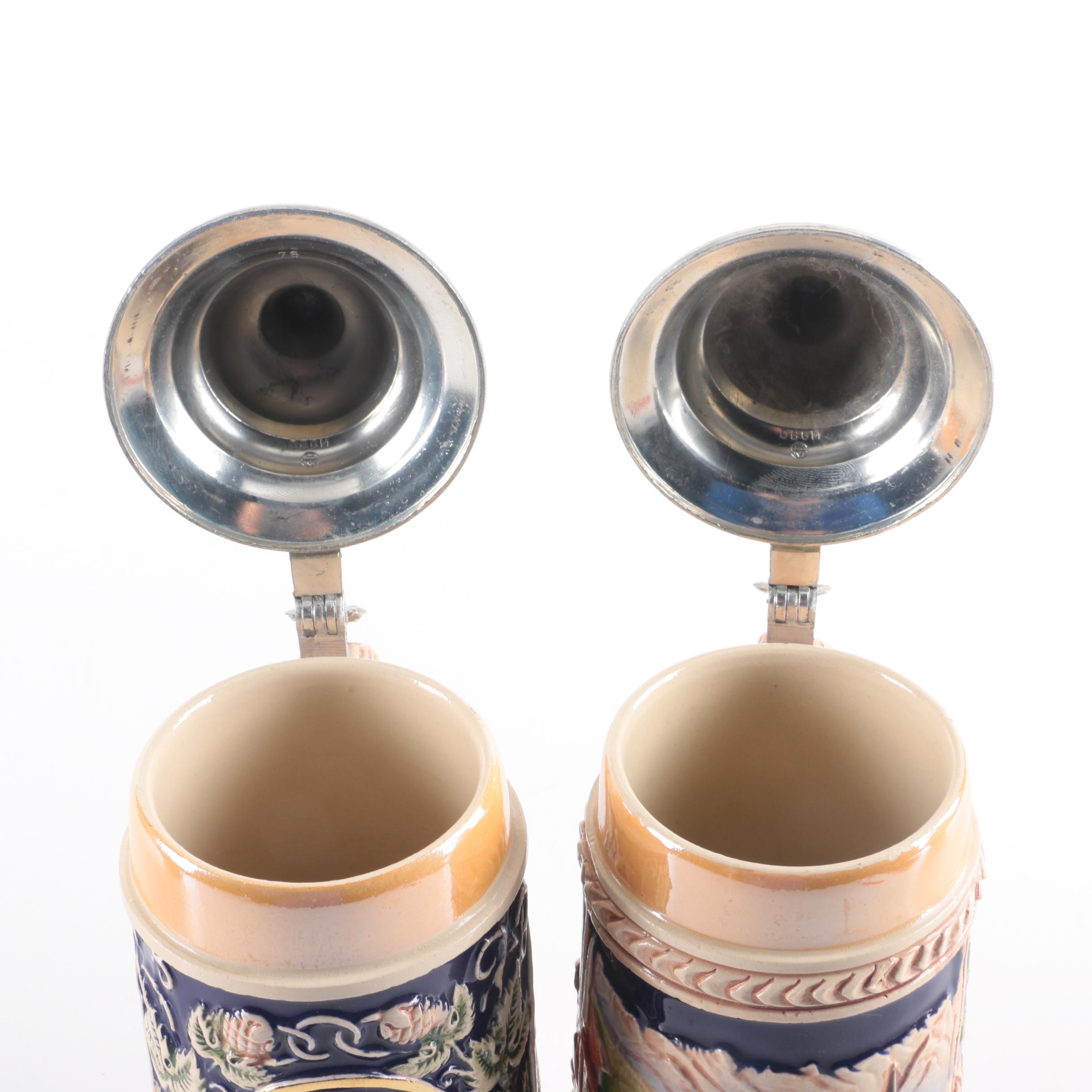 German Ceramic and Metal Beer Steins