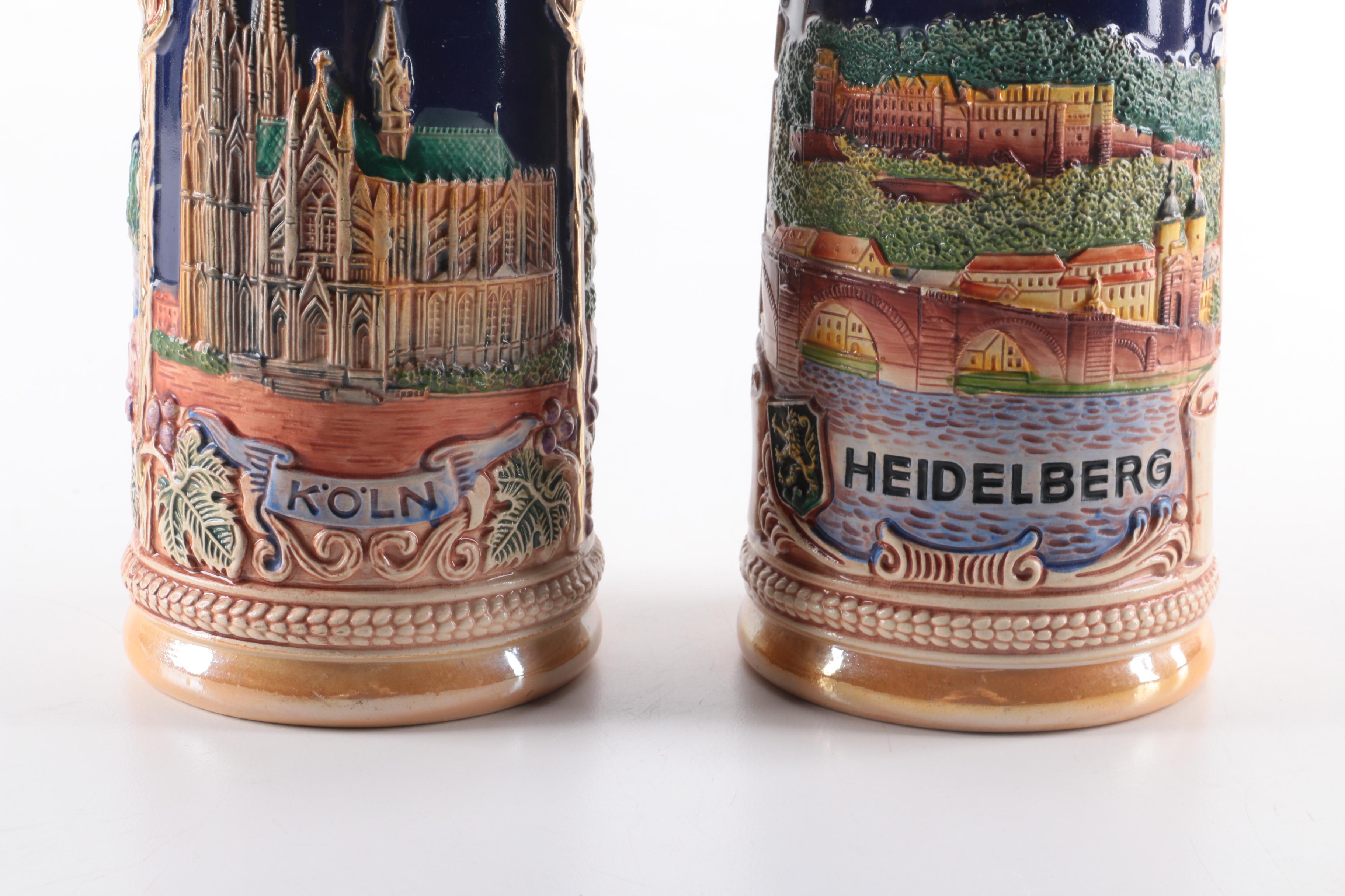 German Ceramic and Metal Beer Steins