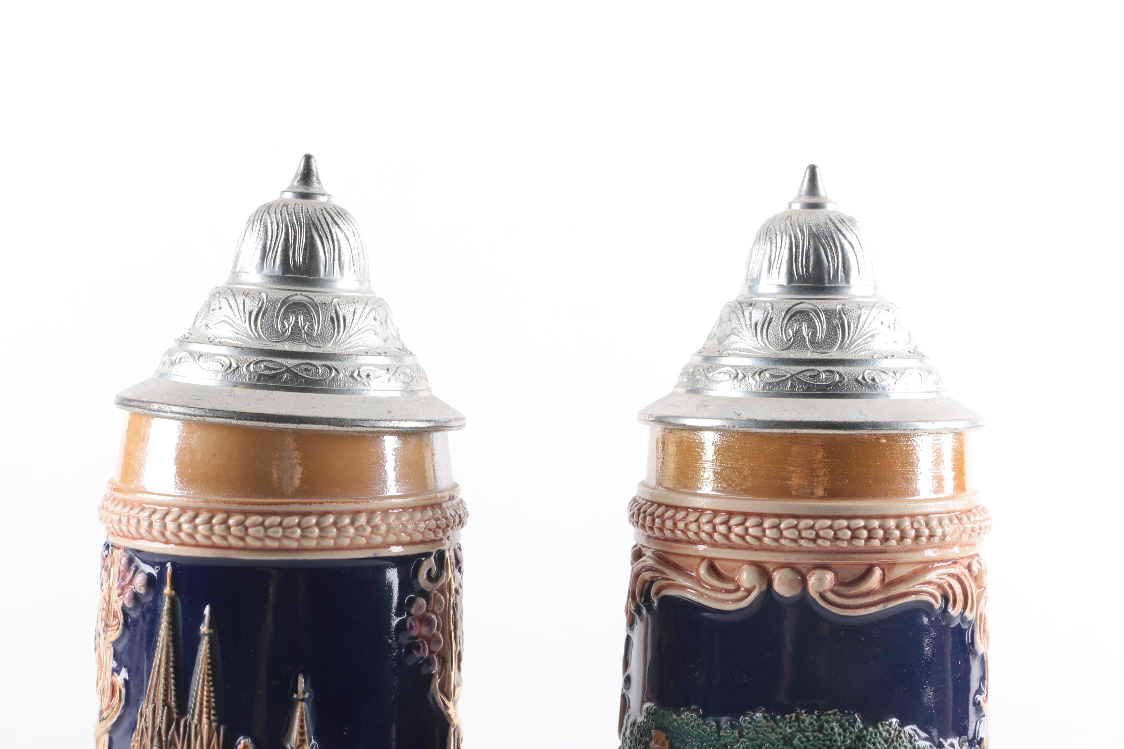 German Ceramic and Metal Beer Steins