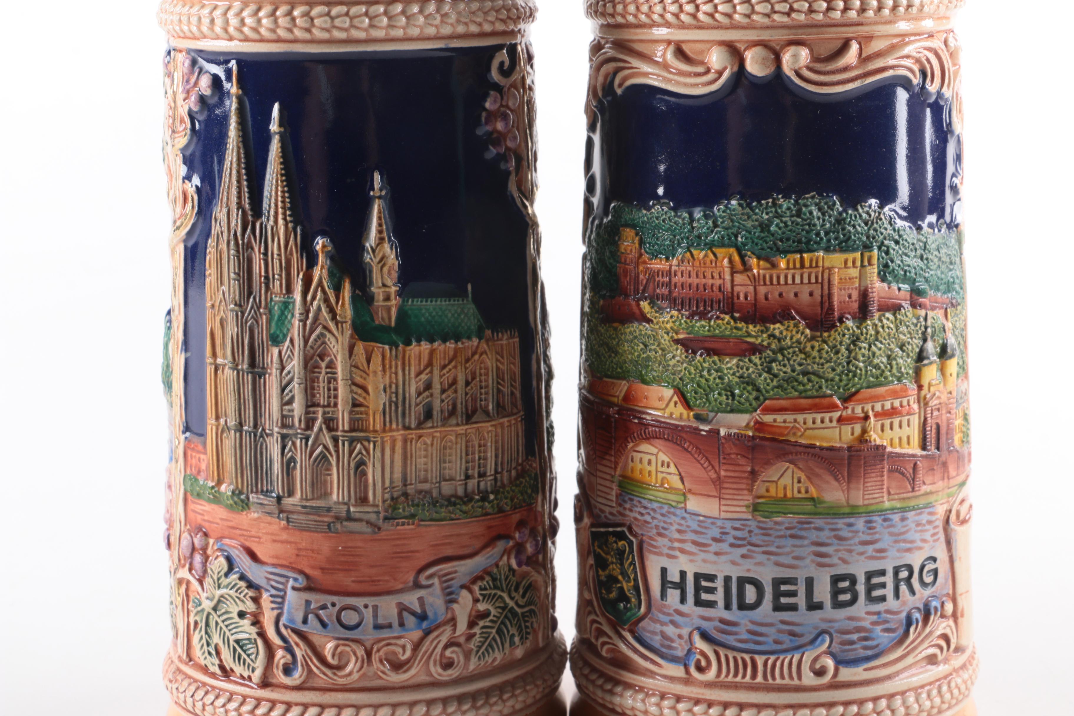 German Ceramic and Metal Beer Steins