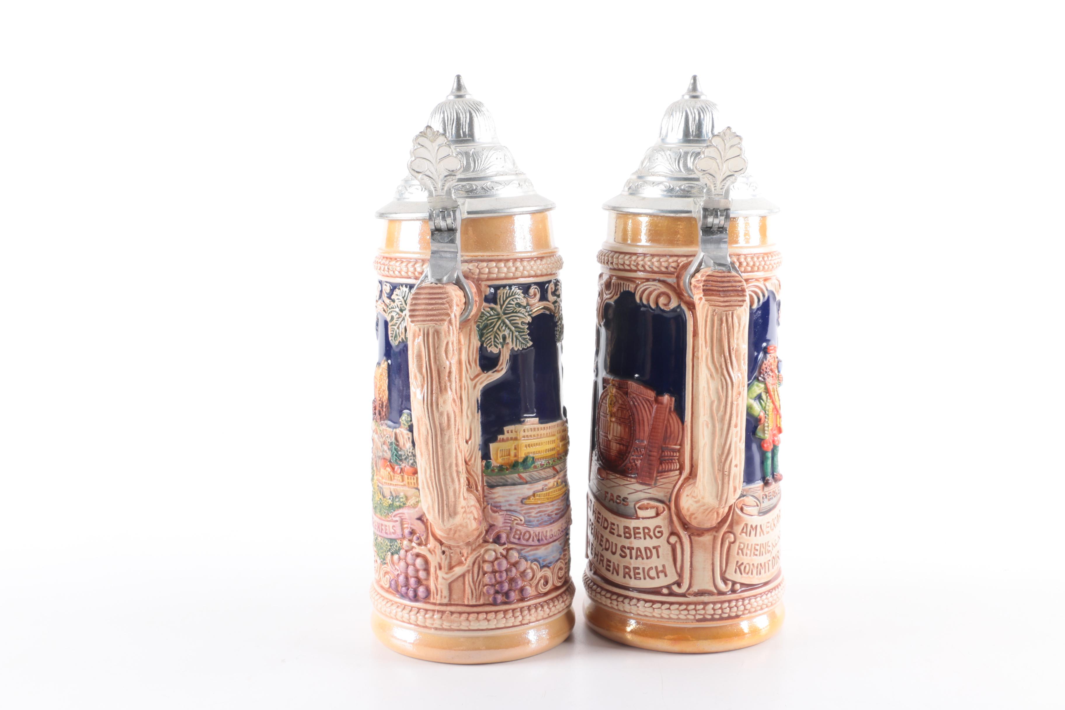 German Ceramic and Metal Beer Steins