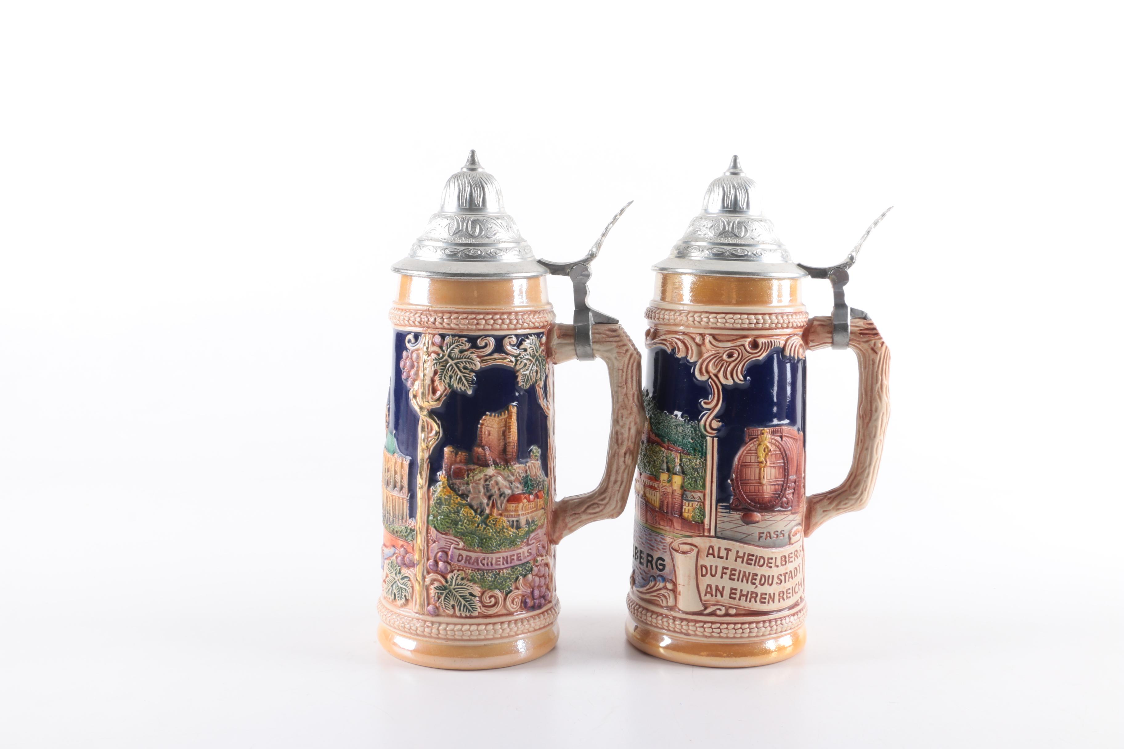 German Ceramic and Metal Beer Steins