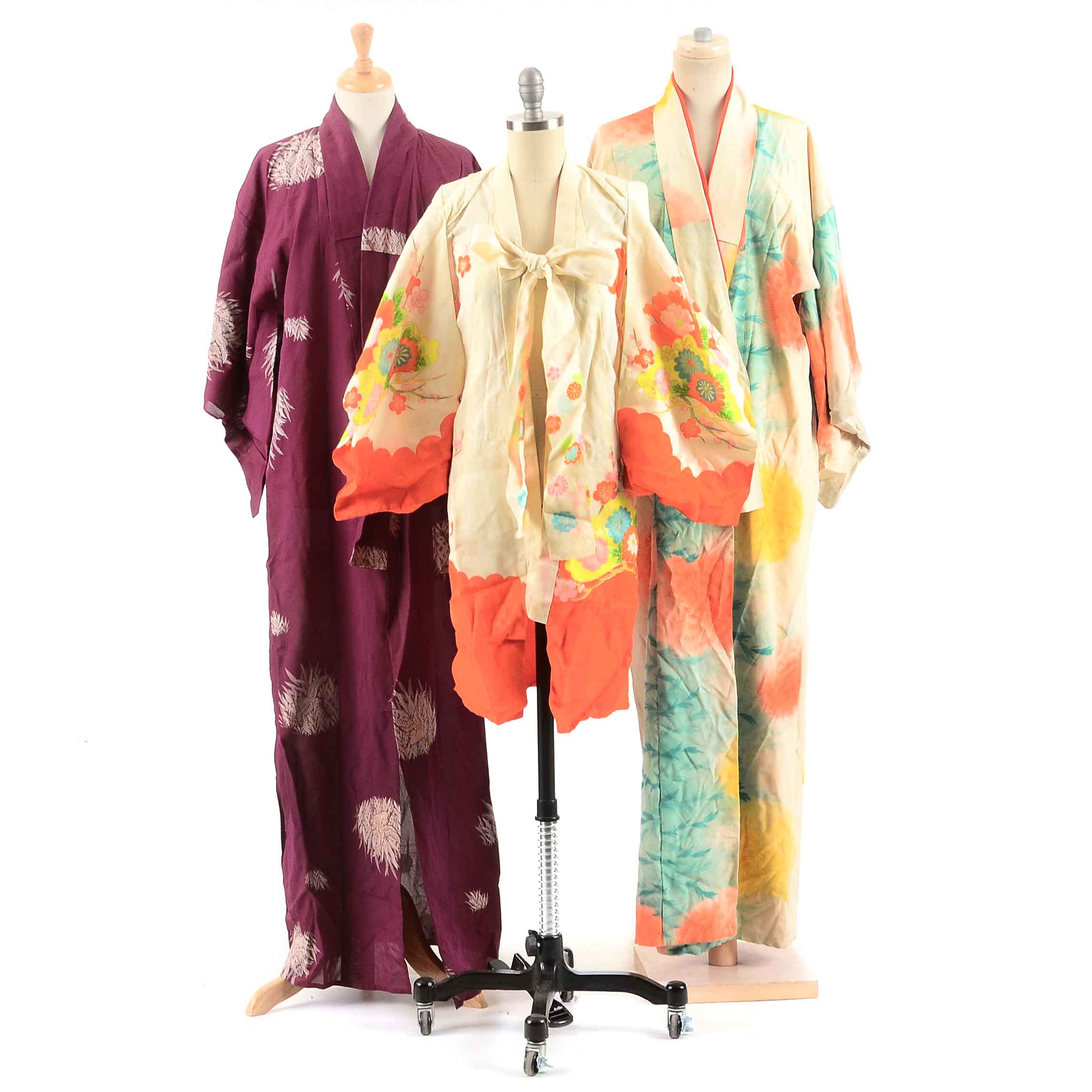 Three Vintage Japanese Kimonos