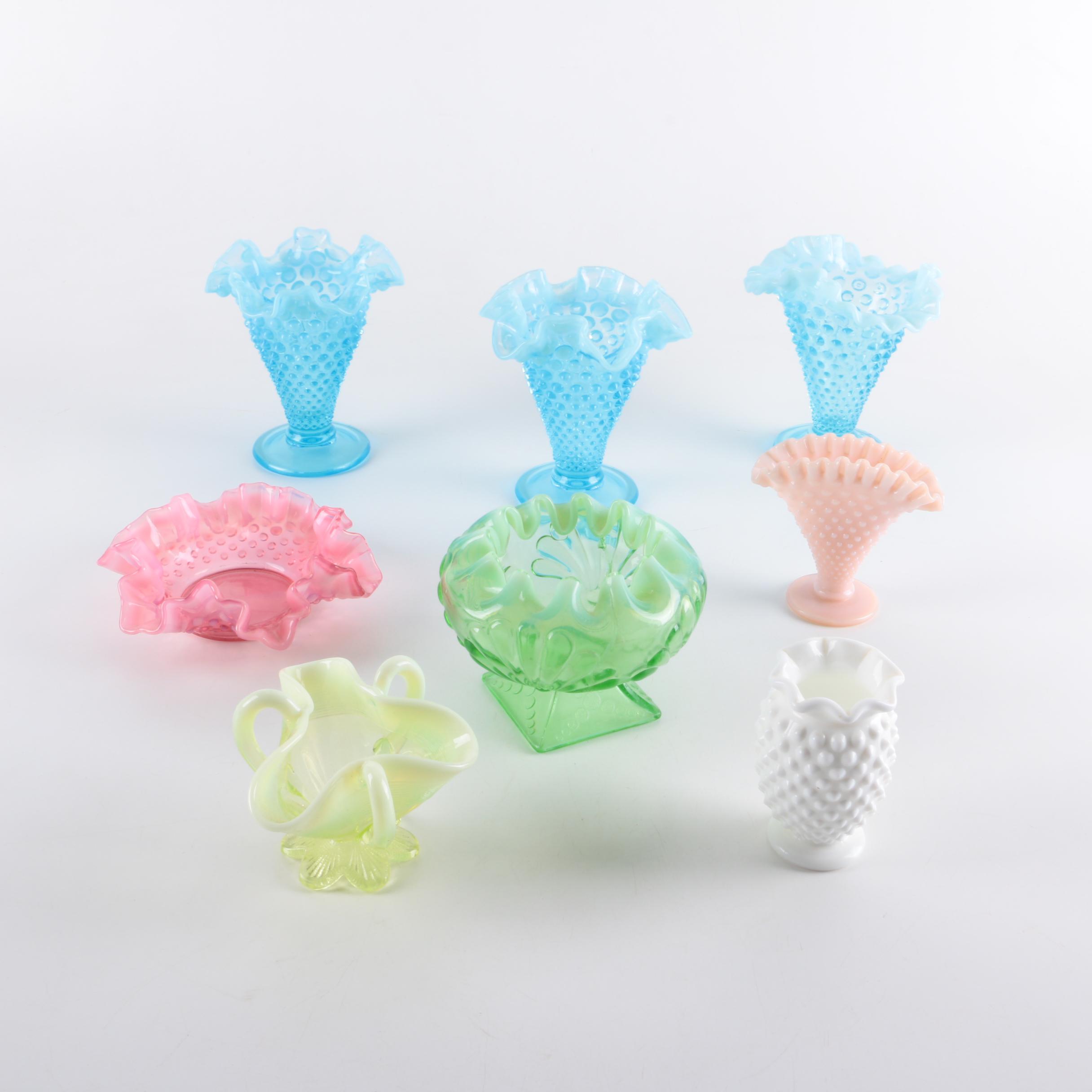 Hobnail and Glass Vases and Bowls