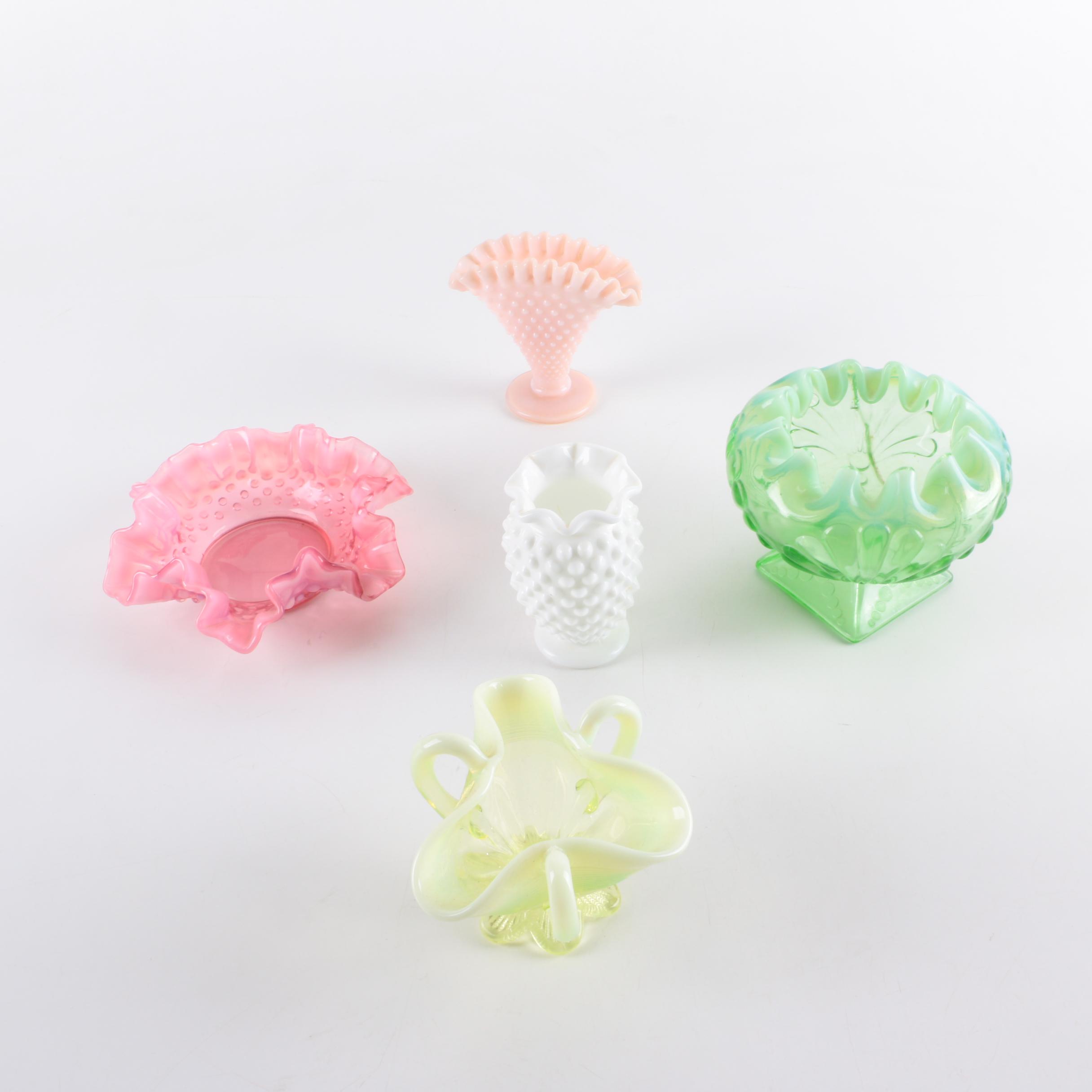 Hobnail and Glass Vases and Bowls