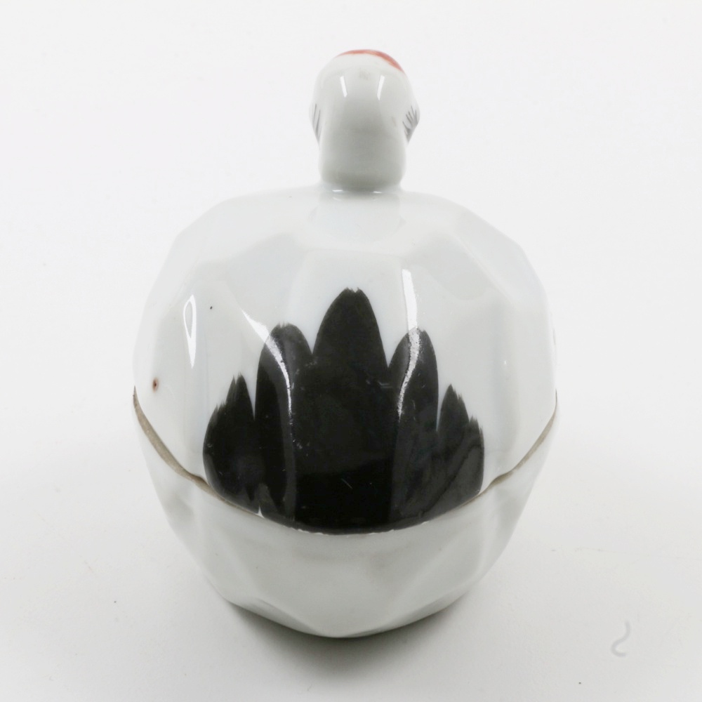 Antique Japanese Porcelain Crane-Shape Kogo Incense Box