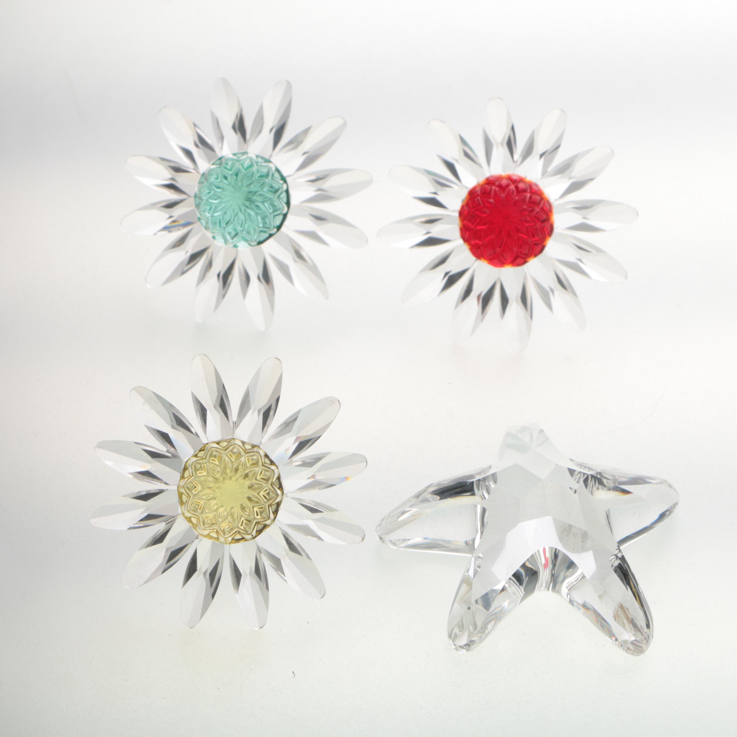 Swarovski Marguerite Daisy Flowers and Starfish Figurines