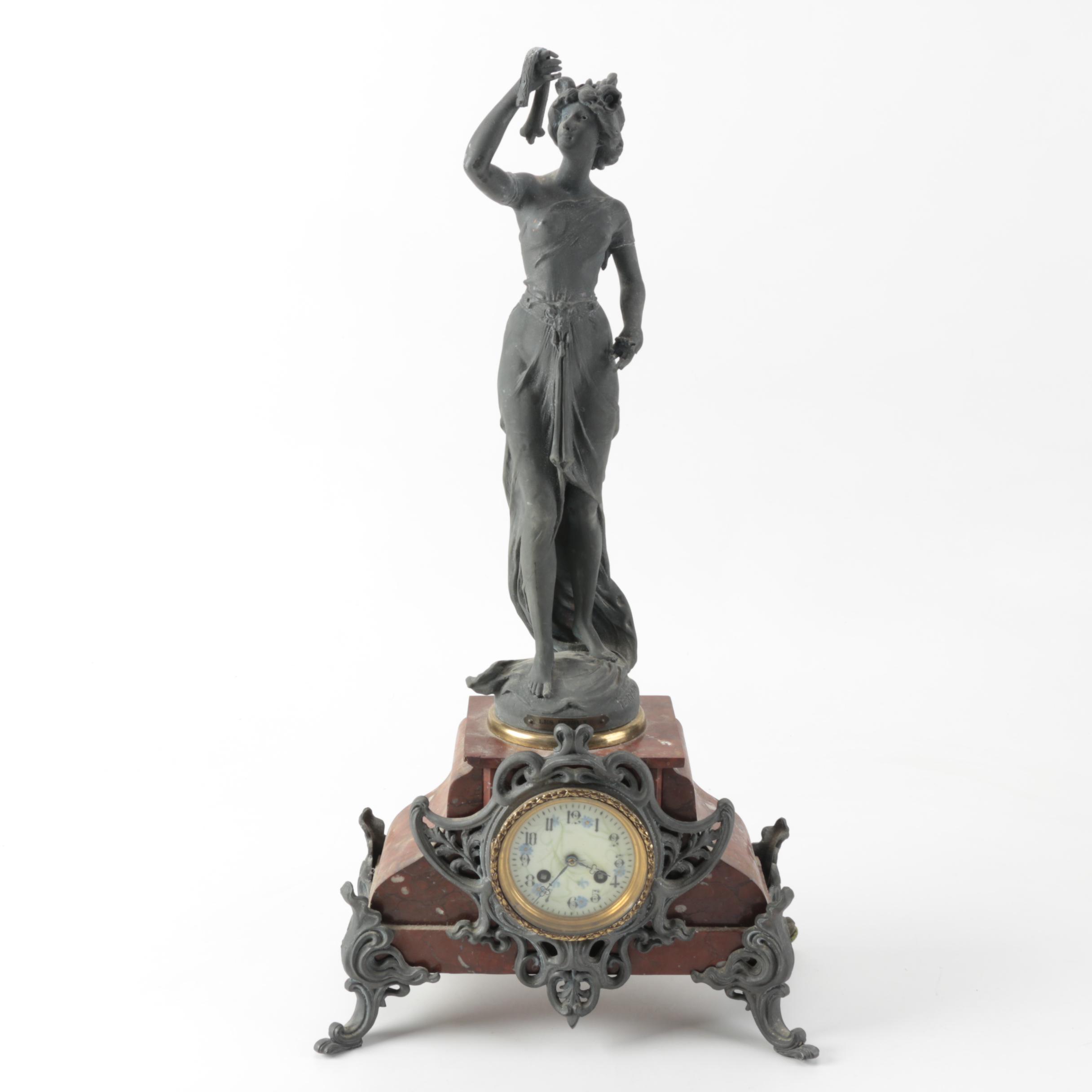 Antique French After Ernest Justin Ferrand Marble Mantel Clock