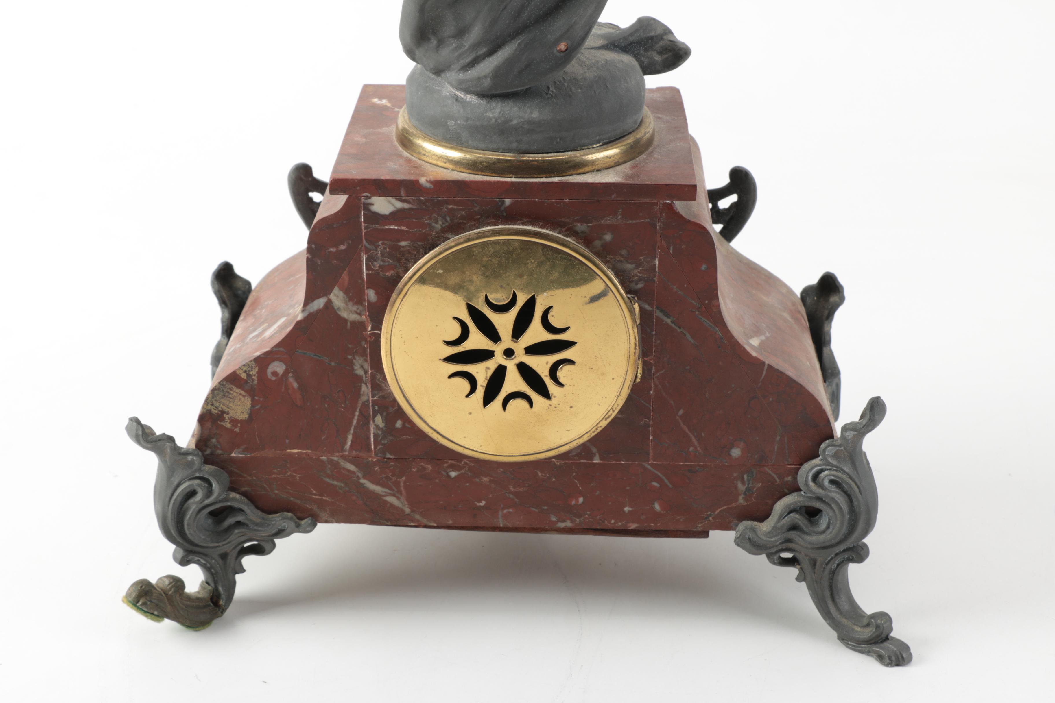 Antique French After Ernest Justin Ferrand Marble Mantel Clock