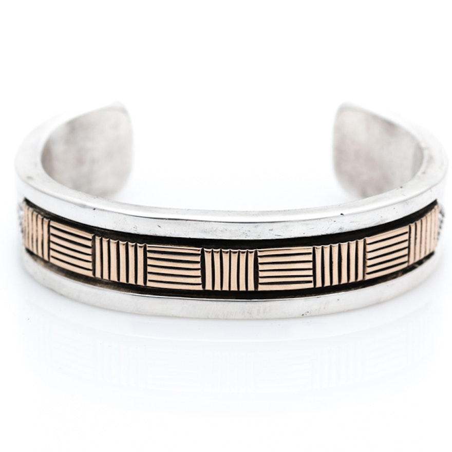 B. Morgan Sterling Silver and 14K Yellow Gold Bracelet