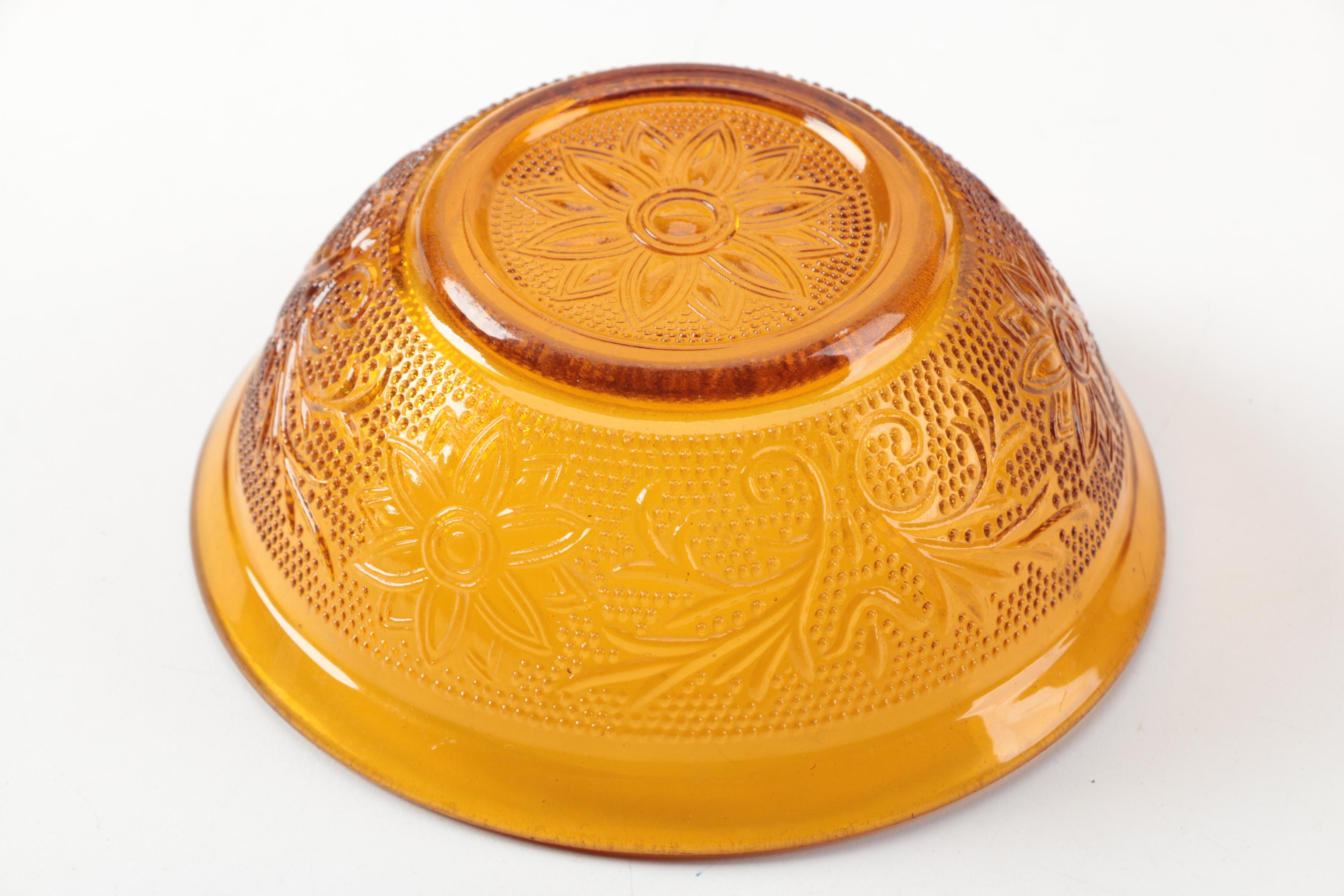 Amber-Colored Glassware Including Blenko Ambernia Double Carafe