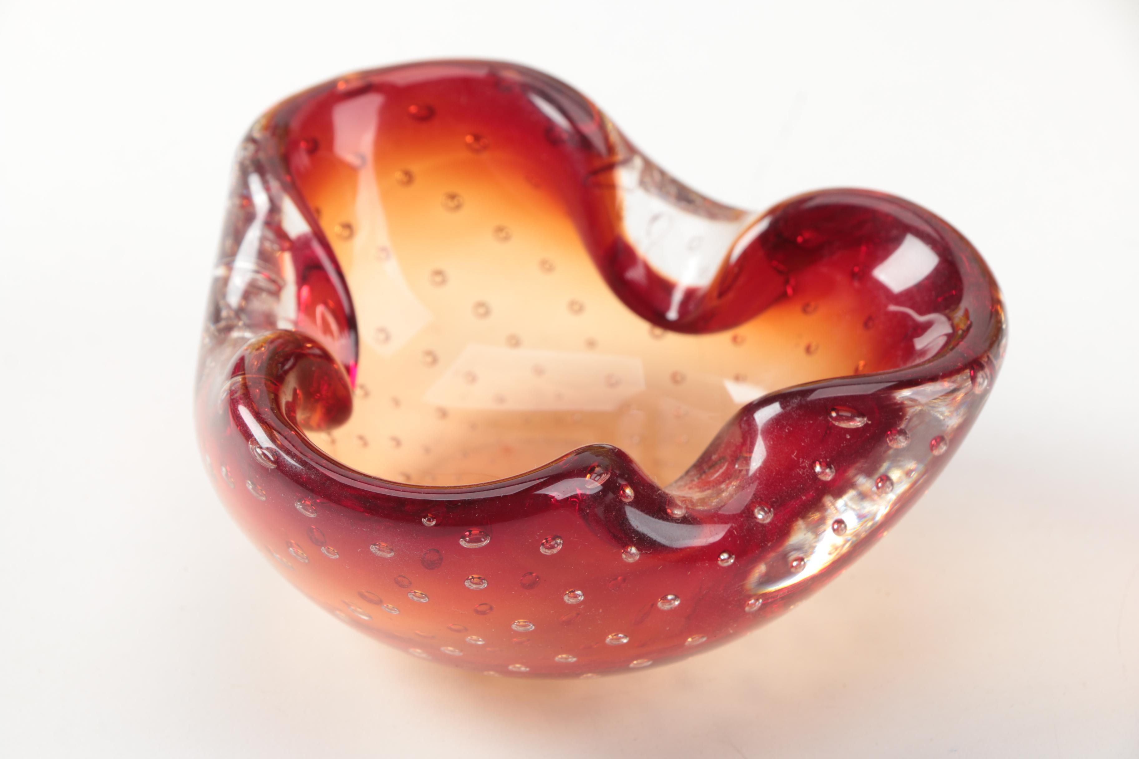 Amber-Colored Glassware Including Blenko Ambernia Double Carafe